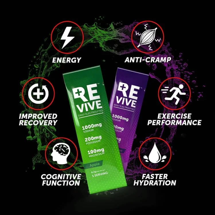 الکترولیت روزانه REVIVE با طعم سیب و مویز سیاه الکترولیت روزانه REVIVE با طعم سیب و مویز سیاه