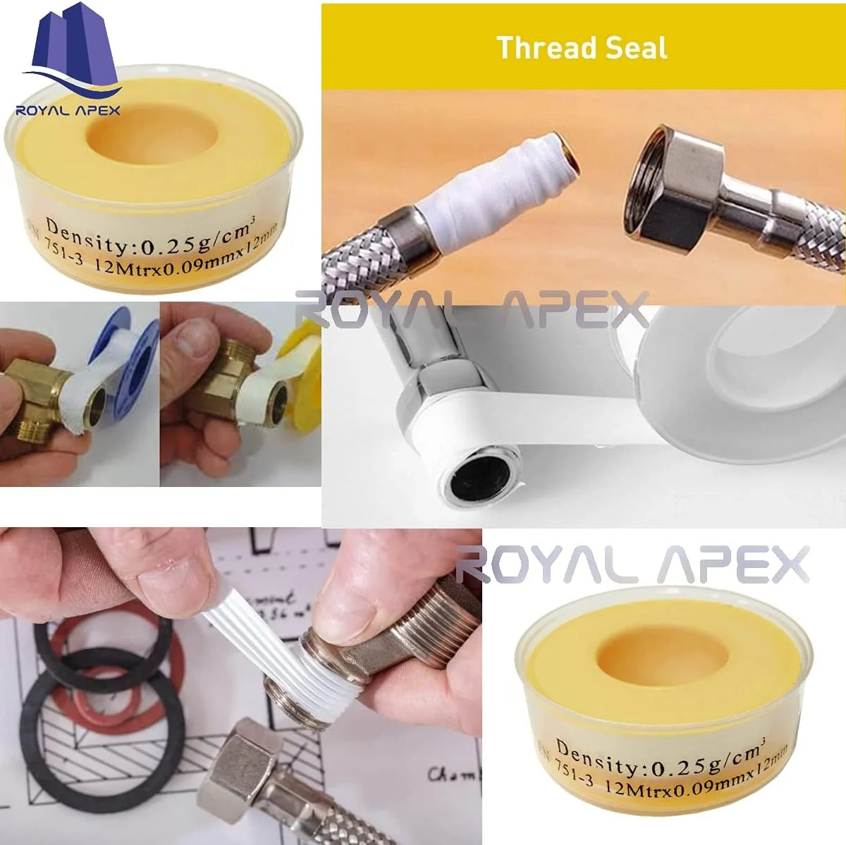 نوار تفلون آب بندی رویال اپکس EN 751-3 با چگالی 0.25 گرم بر سانتی متر مربع، PTFE 0.9mmx12mm برای اتصالات لوله و رفع نشتی آب (بسته 10 عددی) نوار تفلون آب بندی رویال اپکس EN 751-3 با چگالی 0.25 گرم بر سانتی متر مربع، PTFE 0.9mmx12mm برای اتصالات لوله و رفع نشتی آب (بسته 10 عددی)