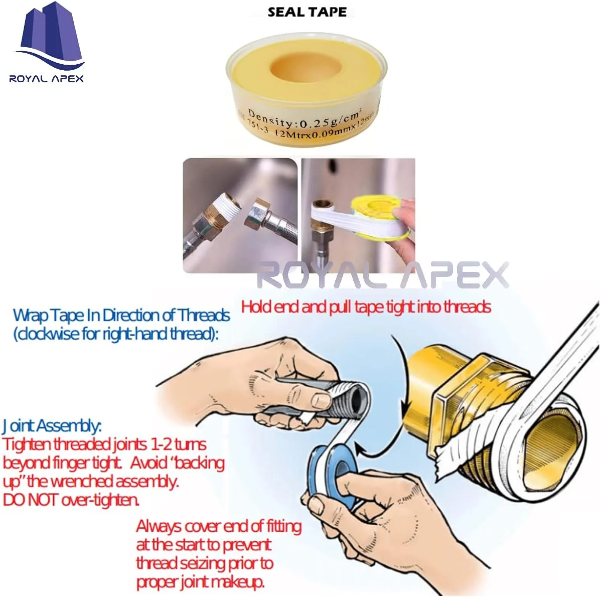 نوار تفلون آب بندی رویال اپکس EN 751-3 با چگالی 0.25 گرم بر سانتی متر مربع، PTFE 0.9mmx12mm برای اتصالات لوله و رفع نشتی آب (بسته 10 عددی) نوار تفلون آب بندی رویال اپکس EN 751-3 با چگالی 0.25 گرم بر سانتی متر مربع، PTFE 0.9mmx12mm برای اتصالات لوله و رفع نشتی آب (بسته 10 عددی)