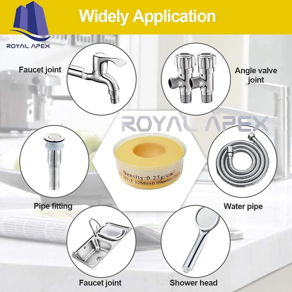 نوار تفلون آب بندی رویال اپکس EN 751-3 با چگالی 0.25 گرم بر سانتی متر مربع، PTFE 0.9mmx12mm برای اتصالات لوله و رفع نشتی آب (بسته 10 عددی) نوار تفلون آب بندی رویال اپکس EN 751-3 با چگالی 0.25 گرم بر سانتی متر مربع، PTFE 0.9mmx12mm برای اتصالات لوله و رفع نشتی آب (بسته 10 عددی)