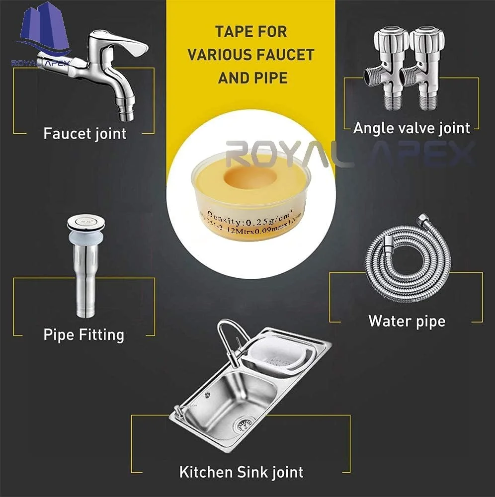 نوار تفلون آب بندی رویال اپکس EN 751-3 با چگالی 0.25 گرم بر سانتی متر مربع، PTFE 0.9mmx12mm برای اتصالات لوله و رفع نشتی آب (بسته 10 عددی) نوار تفلون آب بندی رویال اپکس EN 751-3 با چگالی 0.25 گرم بر سانتی متر مربع، PTFE 0.9mmx12mm برای اتصالات لوله و رفع نشتی آب (بسته 10 عددی)