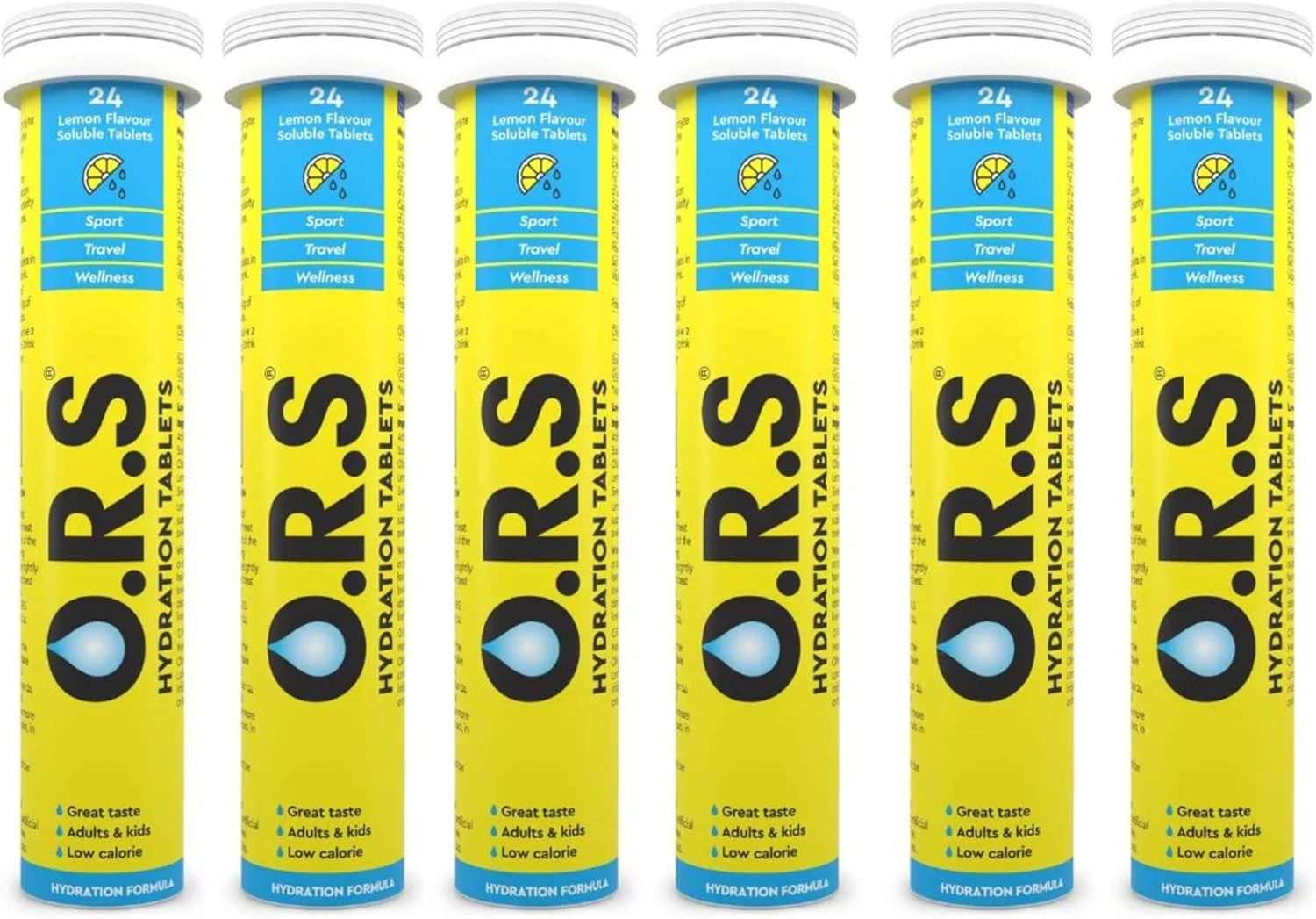 قرص های آبرسان O.R.S حاوی الکترولیت، وگان، فرمول فاقد گلوتن و لاکتوز - طعم لیمو طبیعی، 144 عدد (بسته 6 عددی 24 تایی)