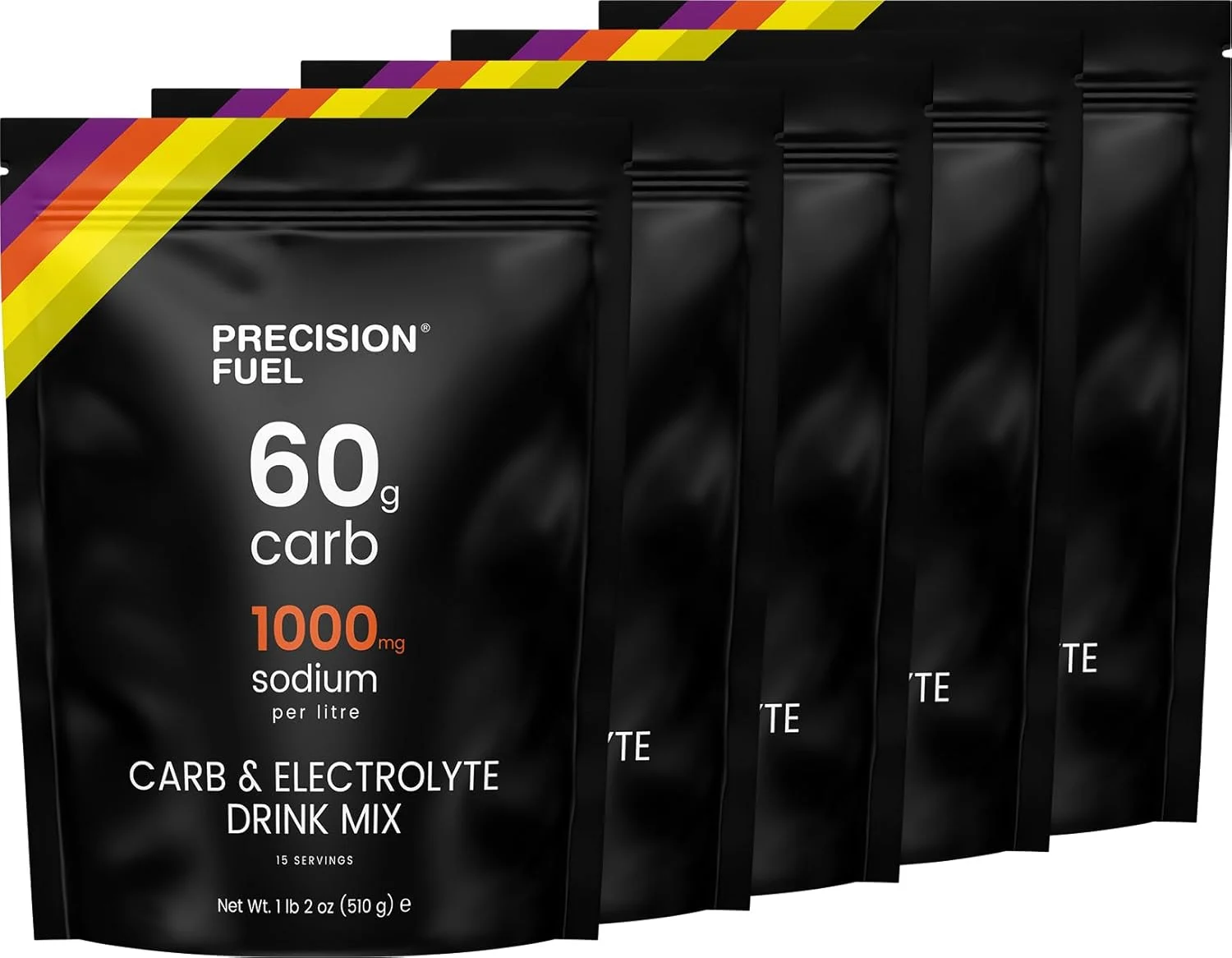 پودر نوشیدنی کربوهیدرات و الکترولیت Precision Fuel - نوشیدنی انرژی‌زای با عملکرد بالا، 60 گرم کربوهیدرات و 1000 میلی‌گرم سدیم در هر لیتر، وگان، طعم مرکبات - برای تمرینات شدید و ورزش‌های استقامتی (تک بسته‌ای)