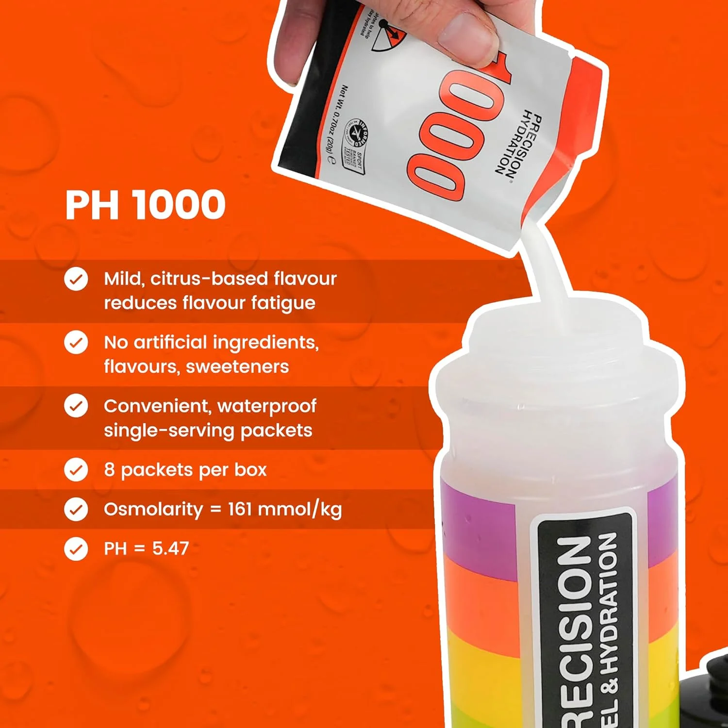 مخلوط نوشیدنی الکترولیتی Precision Hydration - پودرهای الکترولیتی چند قدرتی کاملا طبیعی - بسته بندی های ضد آب تکی - بدون گلوتن/لبنیات (1000 میلی گرم در لیتر - بسته نارنجی، بسته 8 عددی) مخلوط نوشیدنی الکترولیتی Precision Hydration - پودرهای الکترولیتی چند قدرتی کاملا طبیعی - بسته بندی های ضد آب تکی - بدون گلوتن/لبنیات (1000 میلی گرم در لیتر - بسته نارنجی، بسته 8 عددی)