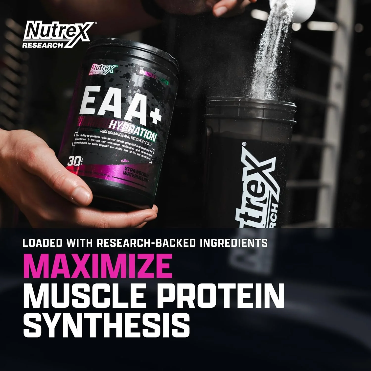 نوتراکس ریسرچ EAA Hydration | پودر EAA + BCAA | ریکاوری عضلات، قدرت، عضله سازی، استقامت | 8 گرم آمینو اسیدهای ضروری + الکترولیت ها | طعم هندوانه توت فرنگی 30 سروینگ نوتراکس ریسرچ EAA Hydration | پودر EAA + BCAA | ریکاوری عضلات، قدرت، عضله سازی، استقامت | 8 گرم آمینو اسیدهای ضروری + الکترولیت ها | طعم هندوانه توت فرنگی 30 سروینگ