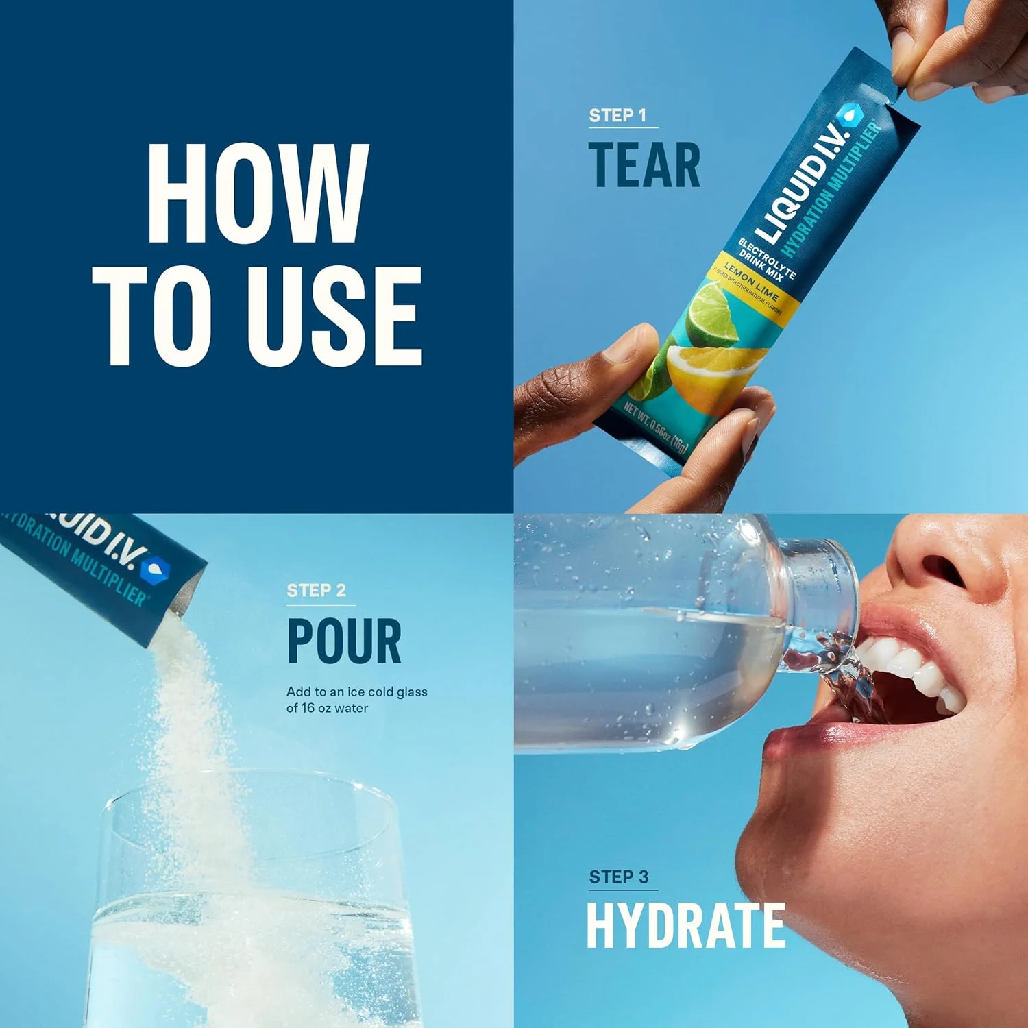 مخلوط نوشیدنی پودری الکترولیت بدون قند Liquid I.V. Hydration Multiplier - طعم رنگین کمان شربت، 1 بسته (14 سروینگ) مخلوط نوشیدنی پودری الکترولیت بدون قند Liquid I.V. Hydration Multiplier - طعم رنگین کمان شربت، 1 بسته (14 سروینگ)