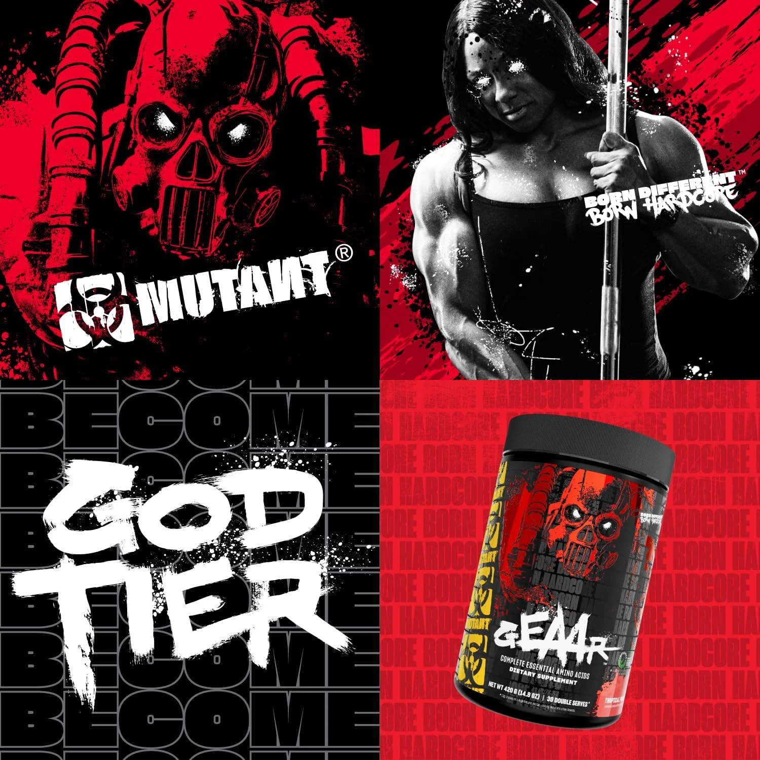 MUTANT GEAAR - 9.4 گرم پودر EAA + آرژنین، 7 گرم BCAA، 4 گرم لوسین، الکترولیت ها، آب نارگیل، بدون رنگ یا طعم دهنده مصنوعی، طعم لذیذ - 30 سروینگ - تمشک آبی - 378 گرم MUTANT GEAAR - 9.4 گرم پودر EAA + آرژنین، 7 گرم BCAA، 4 گرم لوسین، الکترولیت ها، آب نارگیل، بدون رنگ یا طعم دهنده مصنوعی، طعم لذیذ - 30 سروینگ - تمشک آبی - 378 گرم