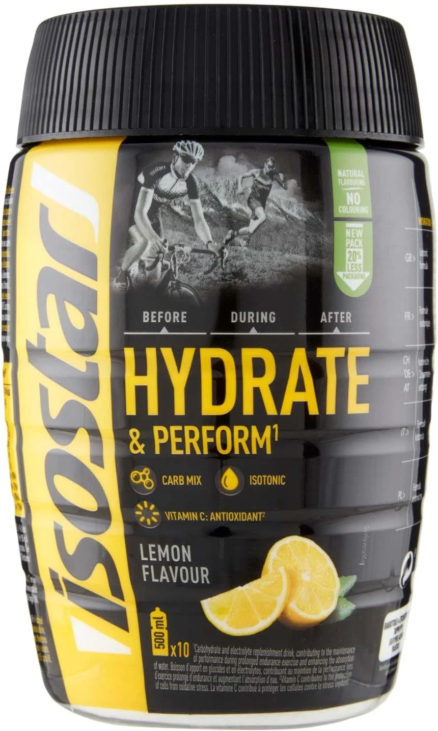 پودر نوشیدنی ایزوتونیک لیمو HYDRATE & PERFORM ایزوستاد با الکترولیت ها و کربوهیدرات های منتخب، ایده آل برای ورزش و تمرینات طولانی، 400 گرم