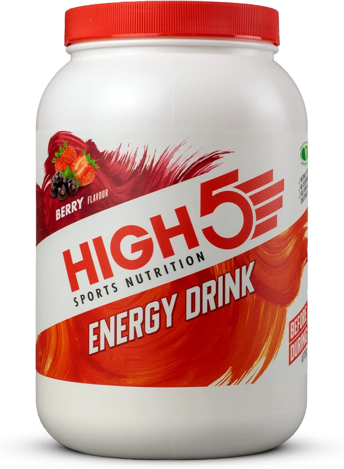 نوشیدنی انرژی زا HIGH5 - پودر نوشیدنی انرژی زا ورزشی الکترولیت - نوشیدنی ایزوتونیک با فروکتوز 2:1 - آبرسانی برای دویدن، دوچرخه سواری، سوخت استقامتی - طعم دهنده های طبیعی، وگان (بری، 2.2 کیلوگرم - 46 وعده)