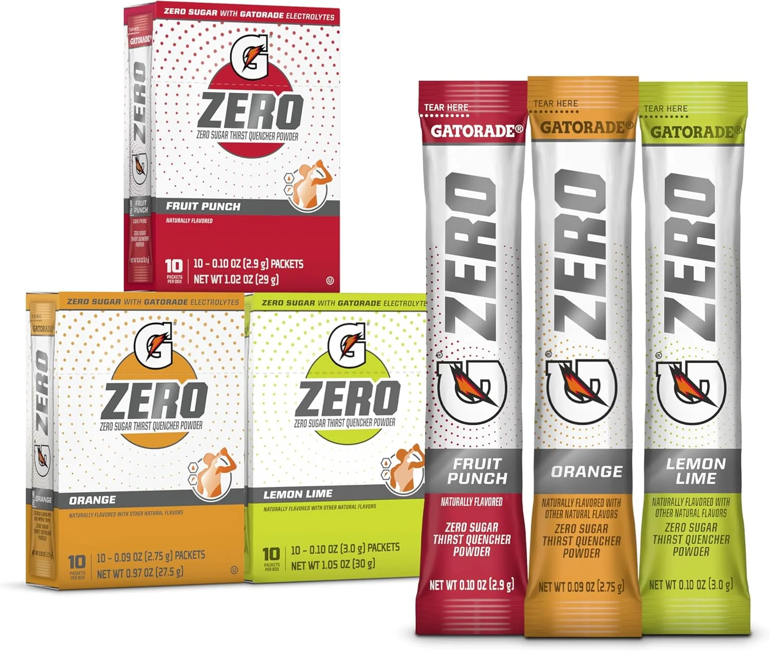 پودر مخلوط نوشیدنی ورزشی گاتورید G Zero، بسته متنوع کلاسیک 3 طعم، مخلوط نوشیدنی پودری الکترولیت برای آبرسانی، بدون شکر، مجموعا 30 بسته