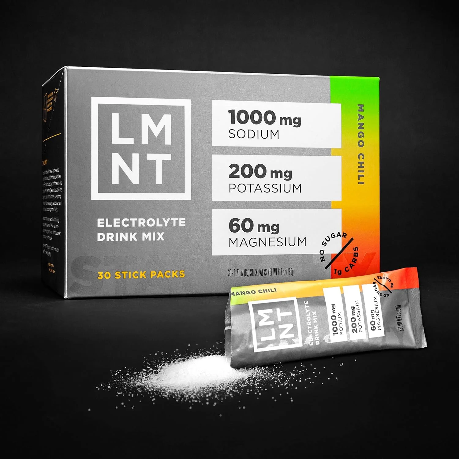 پودر الکترولیت کتو LMNT | پودر آبرسان پالئو | بدون شکر، بدون مواد مصنوعی | انبه چیلی | 30 بسته چوبی پودر الکترولیت کتو LMNT | پودر آبرسان پالئو | بدون شکر، بدون مواد مصنوعی | انبه چیلی | 30 بسته چوبی
