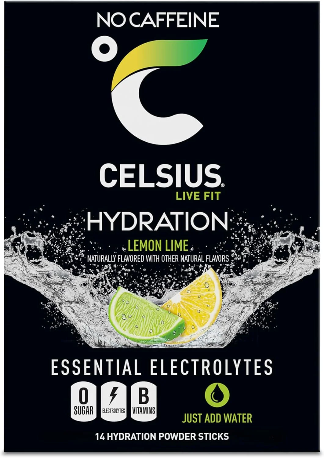 پودر نوشیدنی الکترولیتی بدون قند سلسیوس Hydration™ با طعم لیمو ترش، بسته 14 عددی