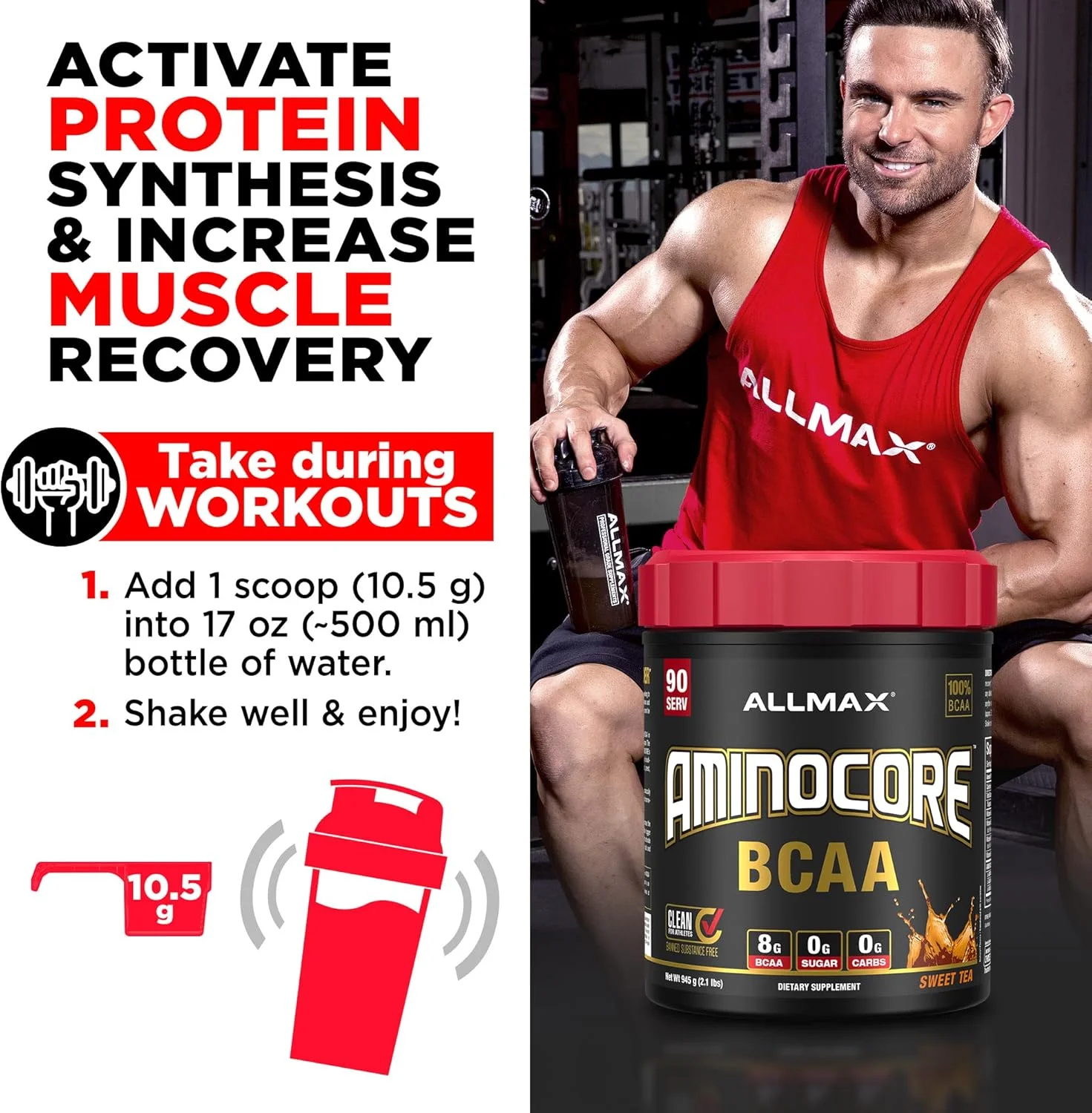 پودر بی سی ای ای آمینوکور Allmax Nutrition، 8.18 گرم اسیدهای آمینه، نوشیدنی ریکاوری حین و بعد از تمرین، بدون گلوتن، انگور سفید، 315 گرم پودر بی سی ای ای آمینوکور Allmax Nutrition، 8.18 گرم اسیدهای آمینه، نوشیدنی ریکاوری حین و بعد از تمرین، بدون گلوتن، انگور سفید، 315 گرم