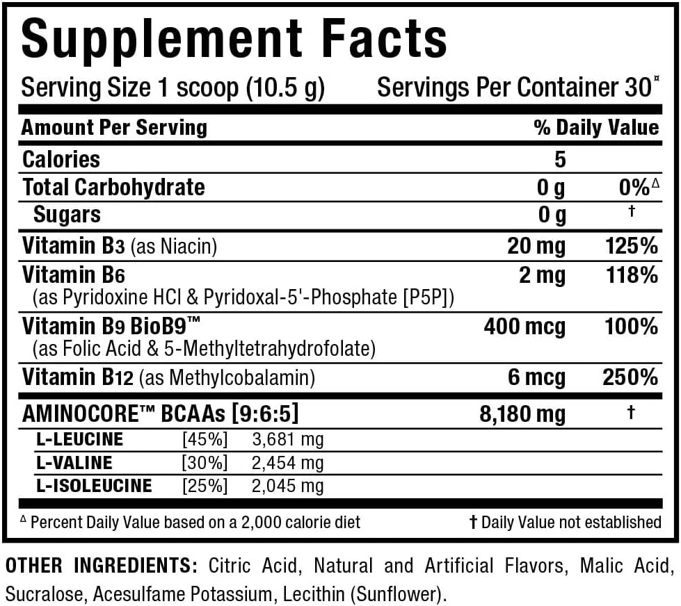 پودر بی سی ای ای آمینوکور Allmax Nutrition، 8.18 گرم اسیدهای آمینه، نوشیدنی ریکاوری حین و بعد از تمرین، بدون گلوتن، انگور سفید، 315 گرم پودر بی سی ای ای آمینوکور Allmax Nutrition، 8.18 گرم اسیدهای آمینه، نوشیدنی ریکاوری حین و بعد از تمرین، بدون گلوتن، انگور سفید، 315 گرم