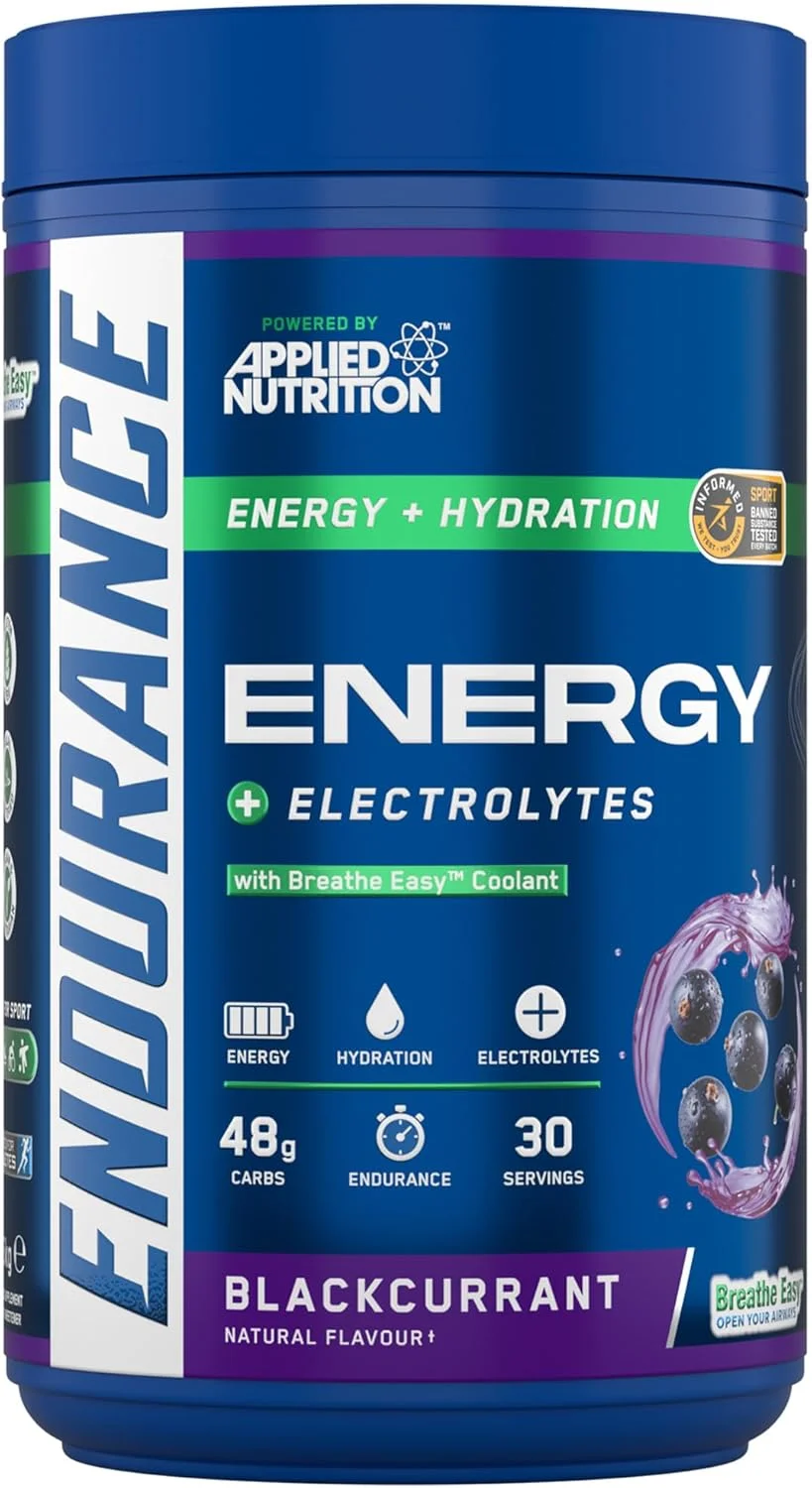 پودر نوشیدنی انرژی زا Applied Nutrition Endurance - Breathe، حاوی کربوهیدرات و الکترولیت برای انرژی سریع، فرمول تنفس آسان برای باز کردن راه های هوایی (1.5 کیلوگرم - 30 سروینگ) (انگور فرنگی سیاه)
