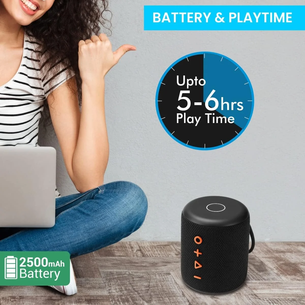 اسپیکر بلوتوثی قابل حمل استریو 15 واتی Portronics SoundDrum Plus مدل POR-1040 با بلوتوث 5.0، باس تقویت شده، عملکرد اکولایزر، میکروفون داخلی، پورت ورودی 3.5 میلی متری AUX، پندرايو و باتری 2500 میلی آمپر ساعتی، مشکی اسپیکر بلوتوثی قابل حمل استریو 15 واتی Portronics SoundDrum Plus مدل POR-1040 با بلوتوث 5.0، باس تقویت شده، عملکرد اکولایزر، میکروفون داخلی، پورت ورودی 3.5 میلی متری AUX، پندرايو و باتری 2500 میلی آمپر ساعتی، مشکی
