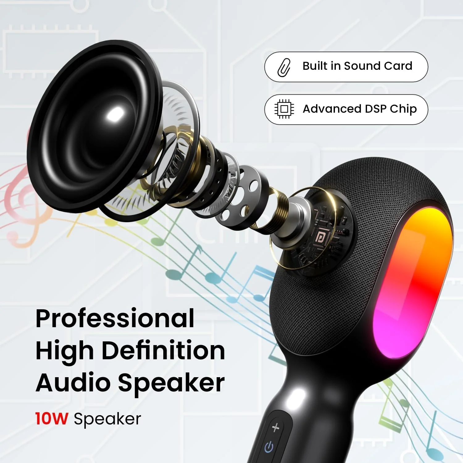 میکروفون کارائوکه بلوتوثی بی سیم Portronics Dash 2 با بلندگوی 10 واتی، تا 10 ساعت پخش، چراغ های RGB پویا، ضبط موسیقی، آواز دو نفره، دستگاه کارائوکه کوچک برای مسافرت با ماشین، شارژ سریع میکروفون کارائوکه بلوتوثی بی سیم Portronics Dash 2 با بلندگوی 10 واتی، تا 10 ساعت پخش، چراغ های RGB پویا، ضبط موسیقی، آواز دو نفره، دستگاه کارائوکه کوچک برای مسافرت با ماشین، شارژ سریع