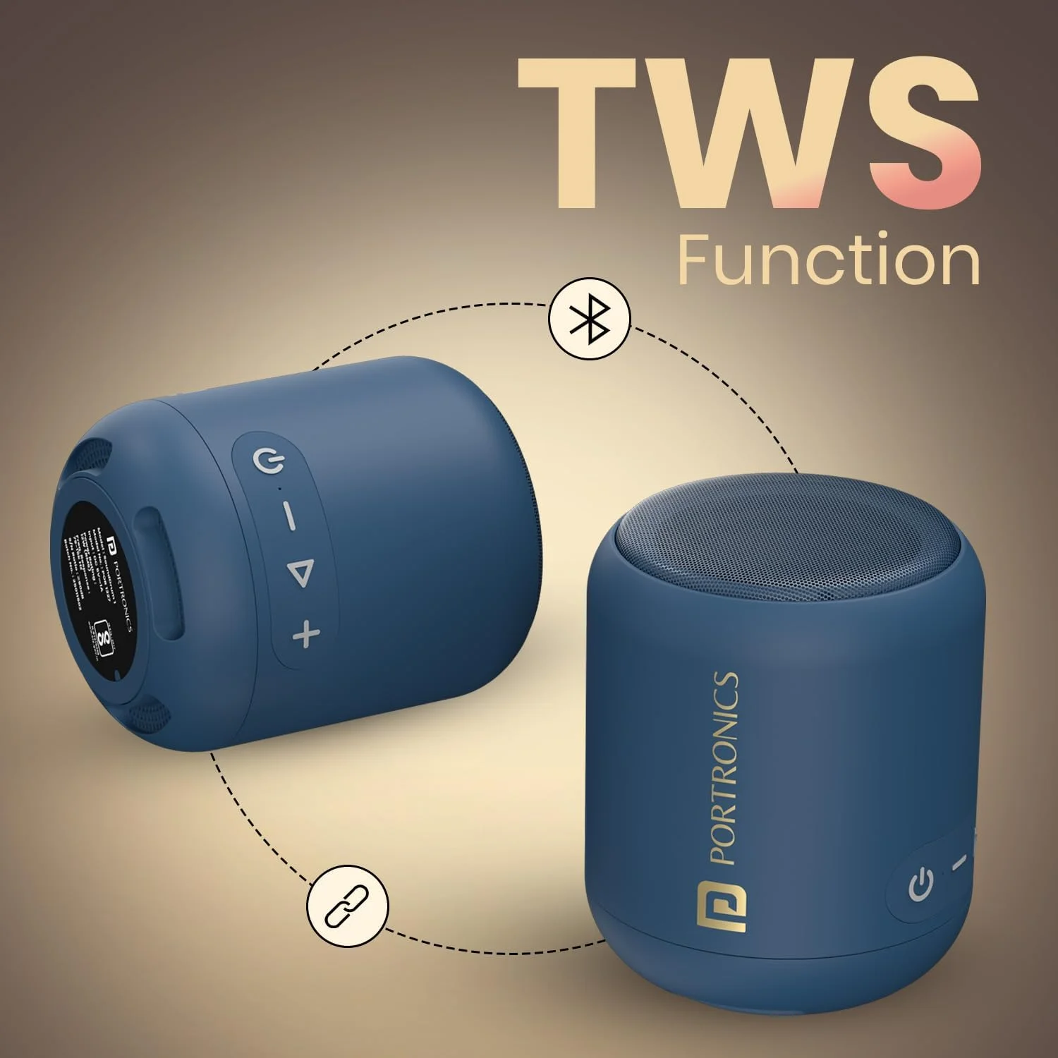اسپیکر بلوتوثی قابل حمل 10 واتی Portronics SoundDrum 1 TWS با بیس قدرتمند و کابل شارژ Type C (آبی) اسپیکر بلوتوثی قابل حمل 10 واتی Portronics SoundDrum 1 TWS با بیس قدرتمند و کابل شارژ Type C (آبی)