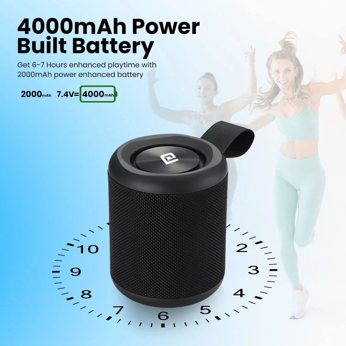 اسپیکر بلوتوثی قابل حمل 20 واتی پورتronics SoundDrum P با 6-7 ساعت زمان پخش، تماس هندزفری، درگاه USB، درگاه Aux-in، شارژ Type C (مشکی) اسپیکر بلوتوثی قابل حمل 20 واتی پورتronics SoundDrum P با 6-7 ساعت زمان پخش، تماس هندزفری، درگاه USB، درگاه Aux-in، شارژ Type C (مشکی)