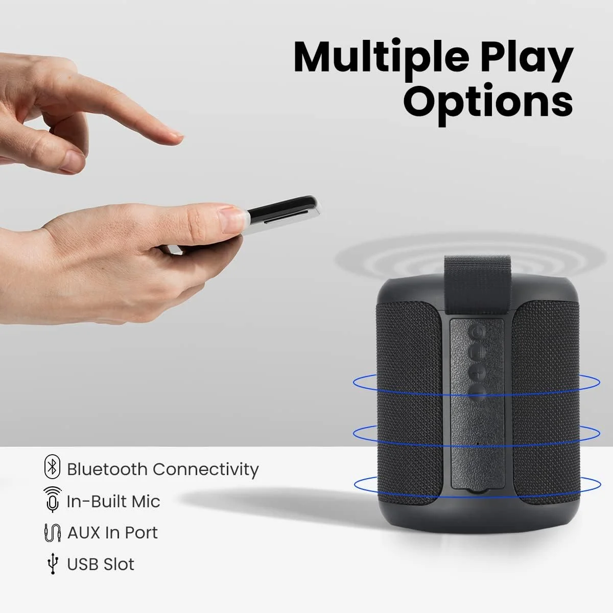 اسپیکر بلوتوثی قابل حمل 20 واتی پورتronics SoundDrum P با 6-7 ساعت زمان پخش، تماس هندزفری، درگاه USB، درگاه Aux-in، شارژ Type C (مشکی) اسپیکر بلوتوثی قابل حمل 20 واتی پورتronics SoundDrum P با 6-7 ساعت زمان پخش، تماس هندزفری، درگاه USB، درگاه Aux-in، شارژ Type C (مشکی)