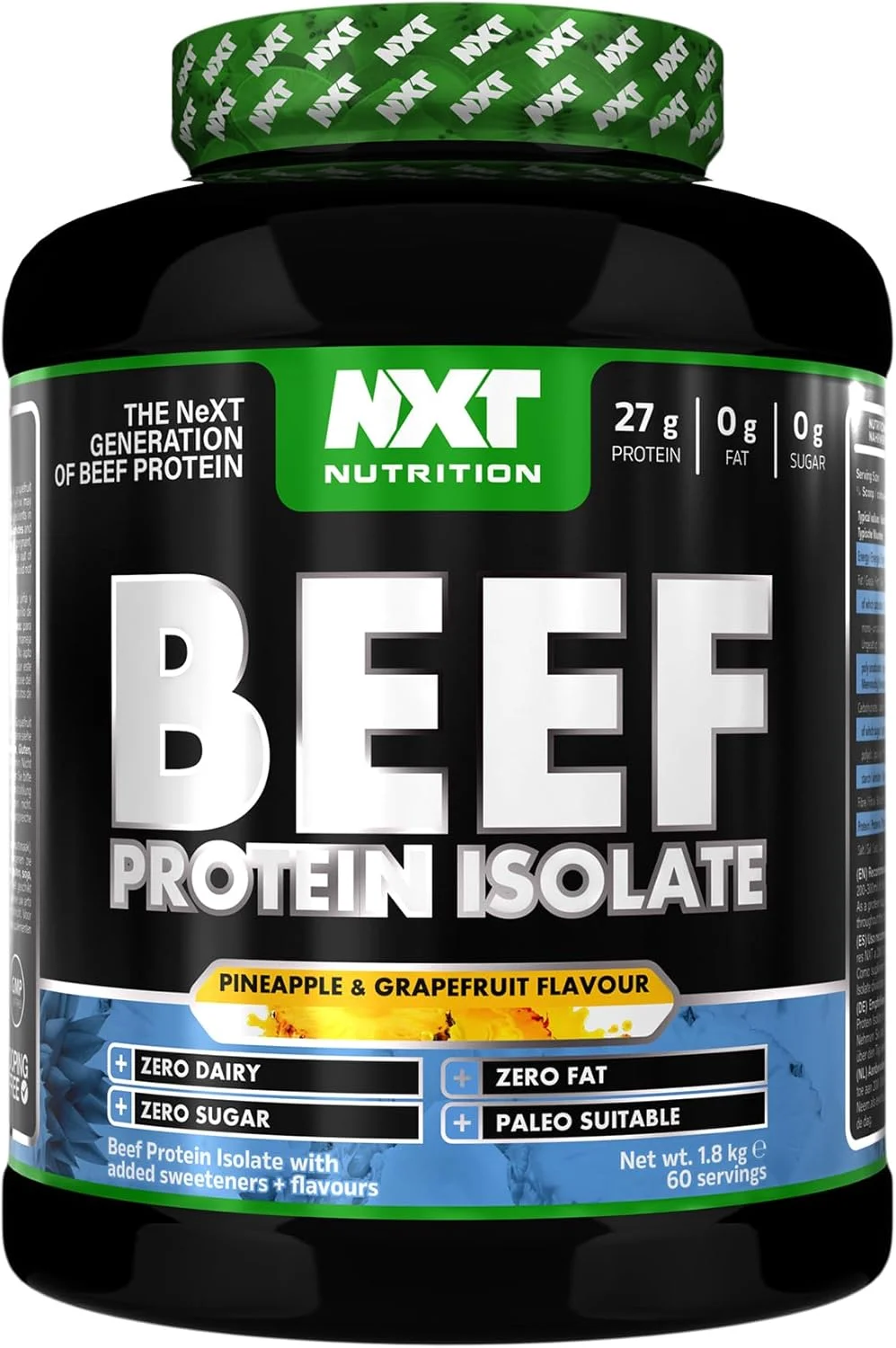 آب پروتئین ایزوله گوشت گاو NXT Nutrition، پروتئین بالای گوشت گاو در آمینو اسیدهای طبیعی - مناسب برای رژیم پالئو و کتو - فاقد لبنیات، لاکتوز و گلوتن | 1.8 کیلوگرم (آناناس گریپ فروت)