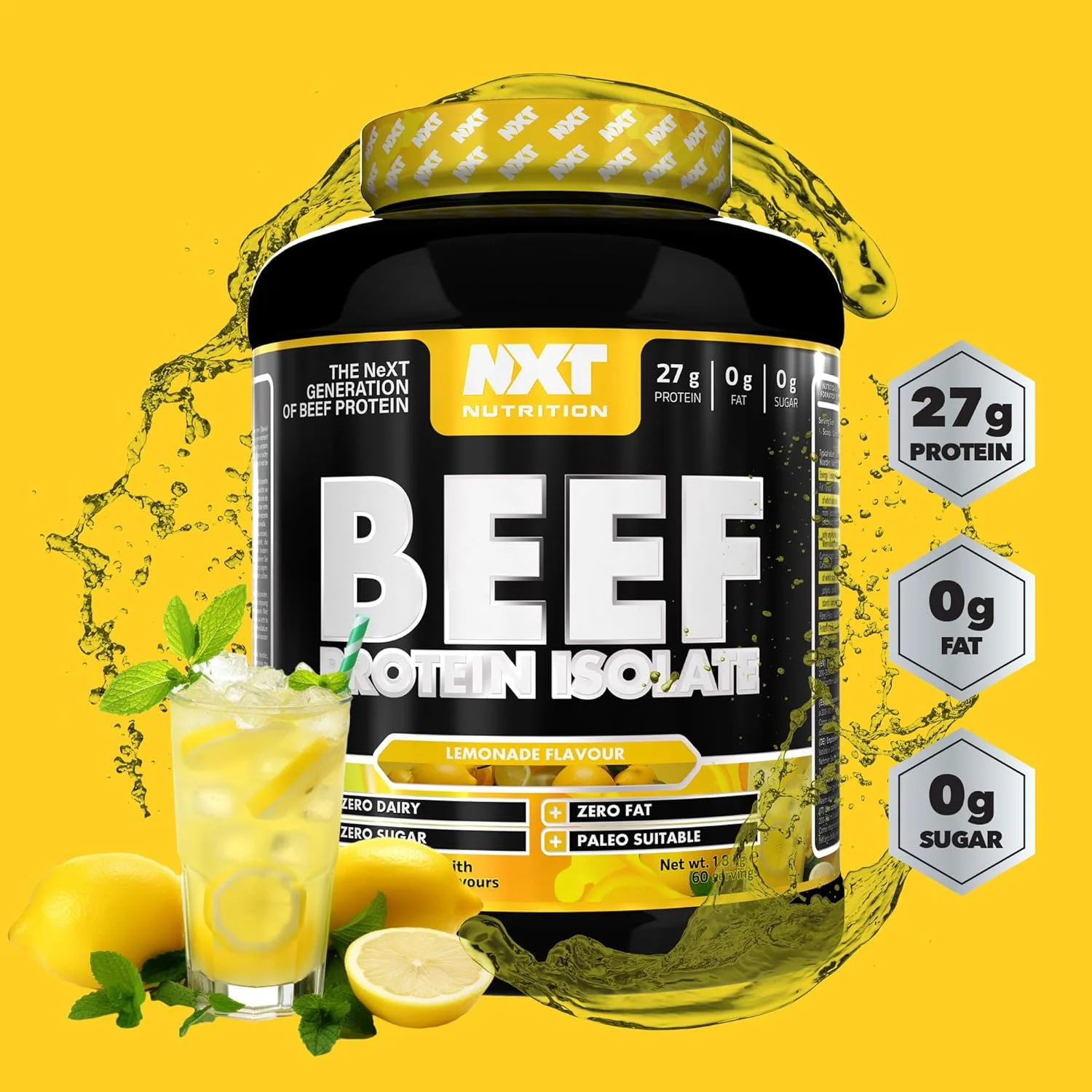 پودر پروتئین ایزوله گوشت گاو NXT Nutrition - پودر پروتئین، جایگزین پروتئین وی و پودر پروتئین وگان، حلال، بدون لاکتوز، لبنیات، گلوتن و سویا - 60 سروینگ - 1.8 کیلوگرم طعم لیموناد پودر پروتئین ایزوله گوشت گاو NXT Nutrition - پودر پروتئین، جایگزین پروتئین وی و پودر پروتئین وگان، حلال، بدون لاکتوز، لبنیات، گلوتن و سویا - 60 سروینگ - 1.8 کیلوگرم طعم لیموناد