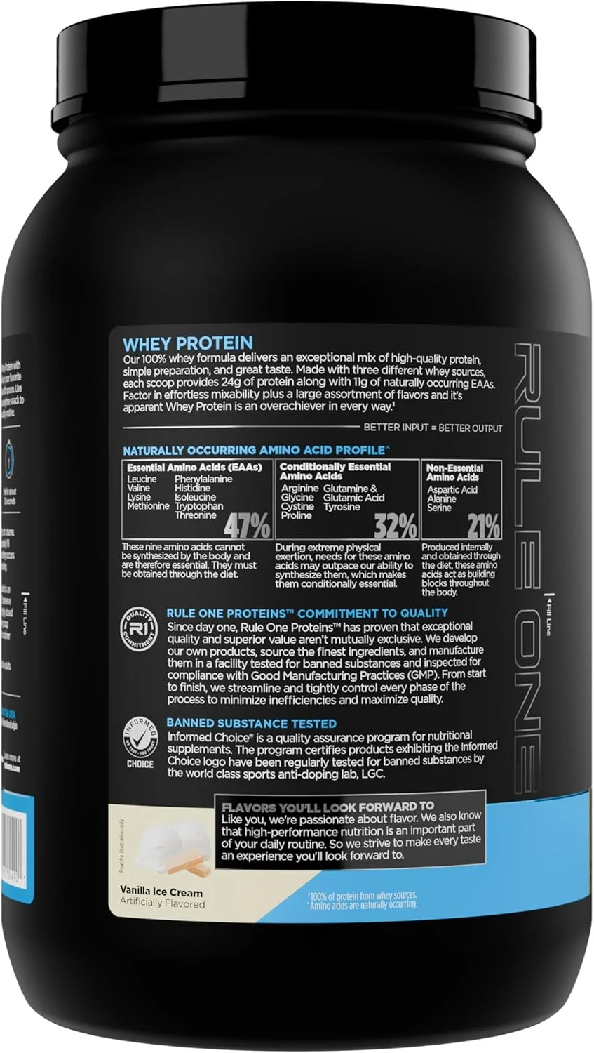 پودر پروتئین وی 100% Rule1 1 Whey Blend | طعم بستنی وانیلی | 24 گرم پروتئین غنی از BCAAs | 27 سروینگ 891 گرم (ممکن است بسته بندی متفاوت باشد) پودر پروتئین وی 100% Rule1 1 Whey Blend | طعم بستنی وانیلی | 24 گرم پروتئین غنی از BCAAs | 27 سروینگ 891 گرم (ممکن است بسته بندی متفاوت باشد)