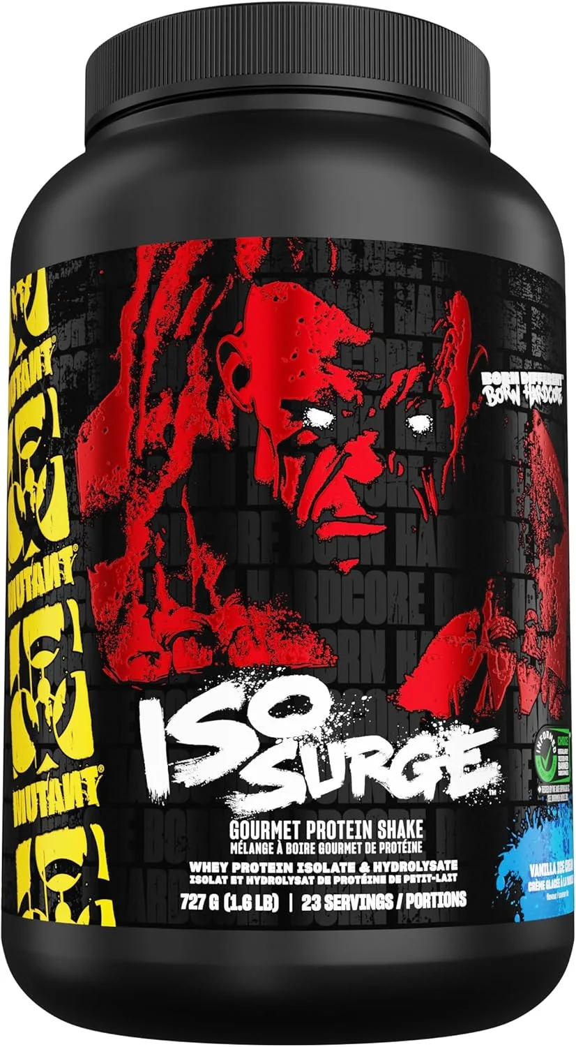 MUTANT ISO SURGE | پودر پروتئین وی ایزوله خالص، کم کربوهیدرات، کم چرب، تقویت شده با آنزیم های گوارشی - بستنی وانیلی - 727 گرم