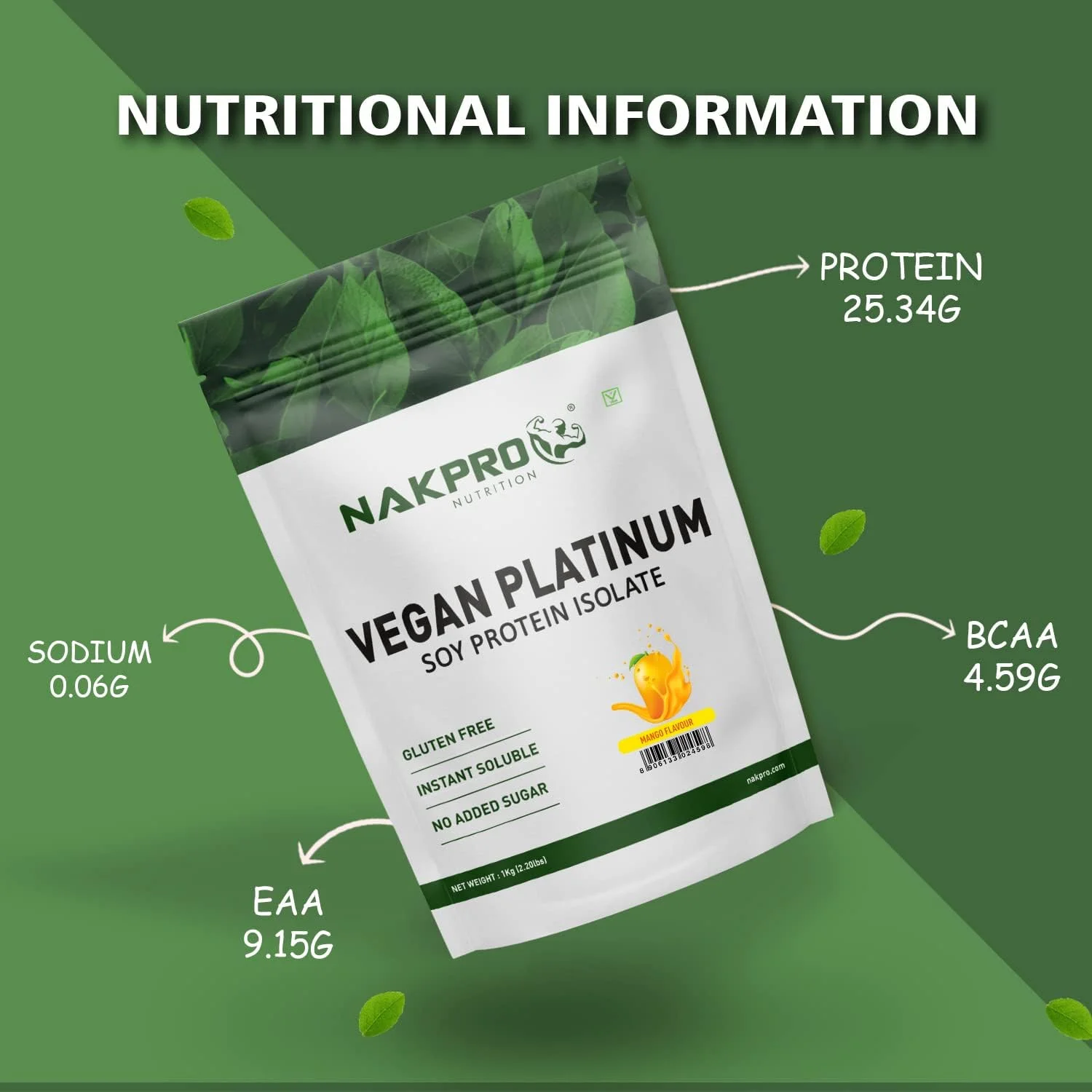 پروتئین سویا ایزوله وگان 90% NAKPRO | خام، خالص، طبیعی و مکمل پروتئین گیاهی گیاهی - (انبه، 1 کیلوگرم) پروتئین سویا ایزوله وگان 90% NAKPRO | خام، خالص، طبیعی و مکمل پروتئین گیاهی گیاهی - (انبه، 1 کیلوگرم)