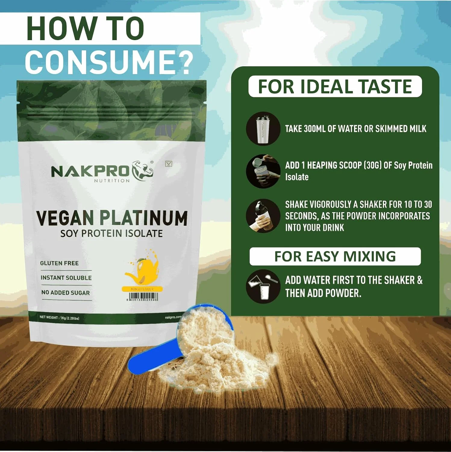 پروتئین سویا ایزوله وگان 90% NAKPRO | خام، خالص، طبیعی و مکمل پروتئین گیاهی گیاهی - (انبه، 1 کیلوگرم) پروتئین سویا ایزوله وگان 90% NAKPRO | خام، خالص، طبیعی و مکمل پروتئین گیاهی گیاهی - (انبه، 1 کیلوگرم)