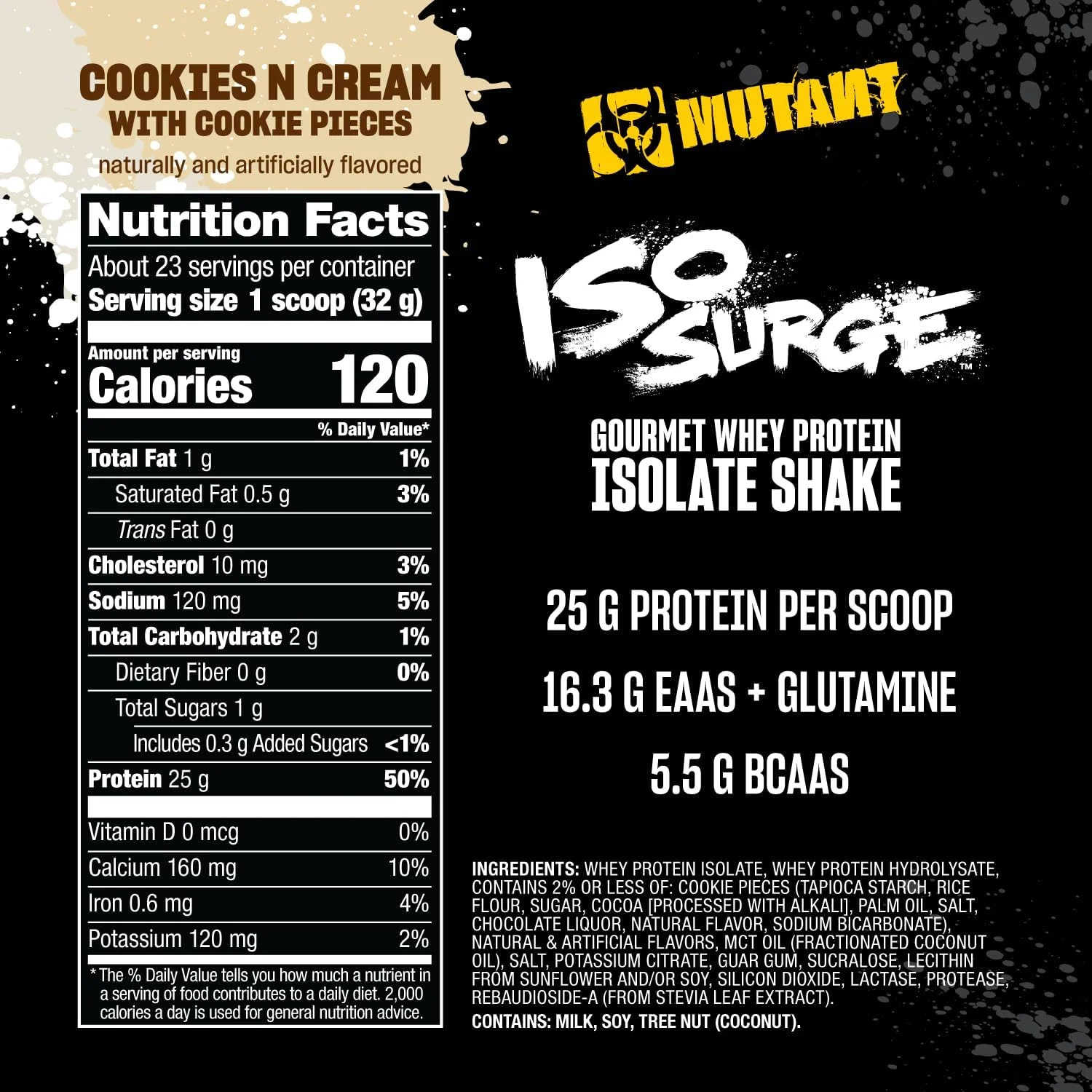 MUTANT ISO SURGE | فرمول پروتئین سختگیرانه لذیذ - پودر پروتئین وی ایزوله، کم کربوهیدرات، کم چرب، تقویت شده با آنزیم گوارشی - کوکی و کرم - 727 گرم MUTANT ISO SURGE | فرمول پروتئین سختگیرانه لذیذ - پودر پروتئین وی ایزوله، کم کربوهیدرات، کم چرب، تقویت شده با آنزیم گوارشی - کوکی و کرم - 727 گرم