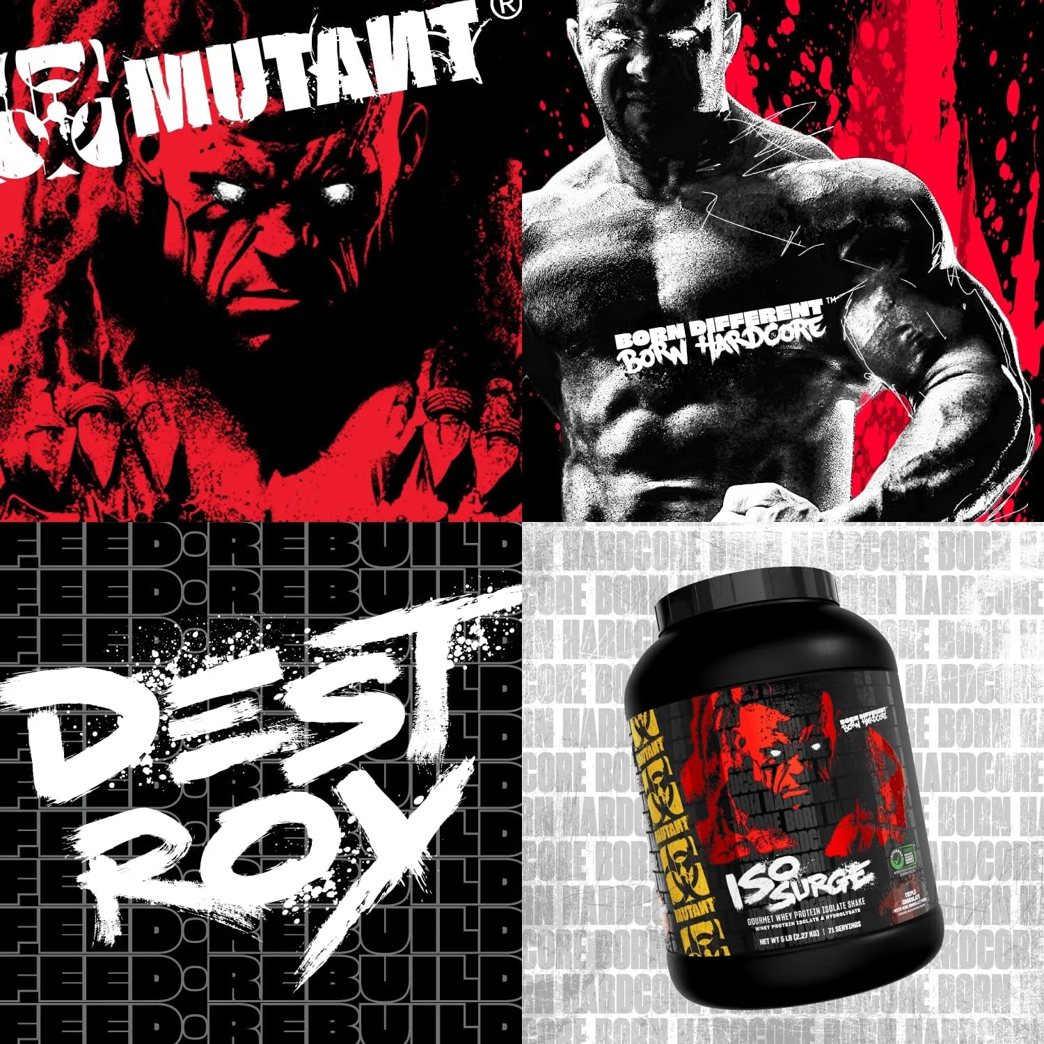 MUTANT ISO SURGE | پودر پروتئین وی ایزوله خالص، کم کربوهیدرات، کم چرب، تقویت شده با آنزیم های گوارشی - بستنی وانیلی - 727 گرم