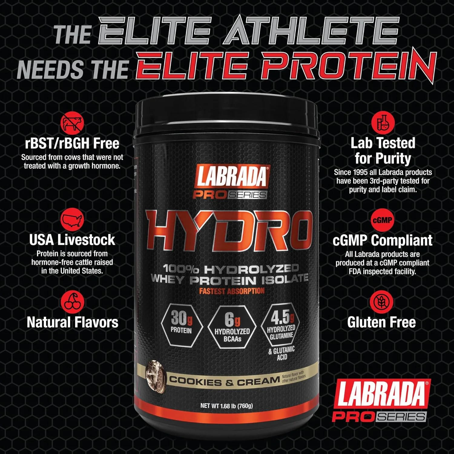 پروتئین وی هیدرولیز شده لابرادا 100% خالص با طعم کوکی و کرم، بدون لاکتوز، 6 گرم BCAA، 4.5 گرم گلوتامین، سریعترین هضم وی، 20 سروینگ پروتئین وی هیدرولیز شده لابرادا 100% خالص با طعم کوکی و کرم، بدون لاکتوز، 6 گرم BCAA، 4.5 گرم گلوتامین، سریعترین هضم وی، 20 سروینگ