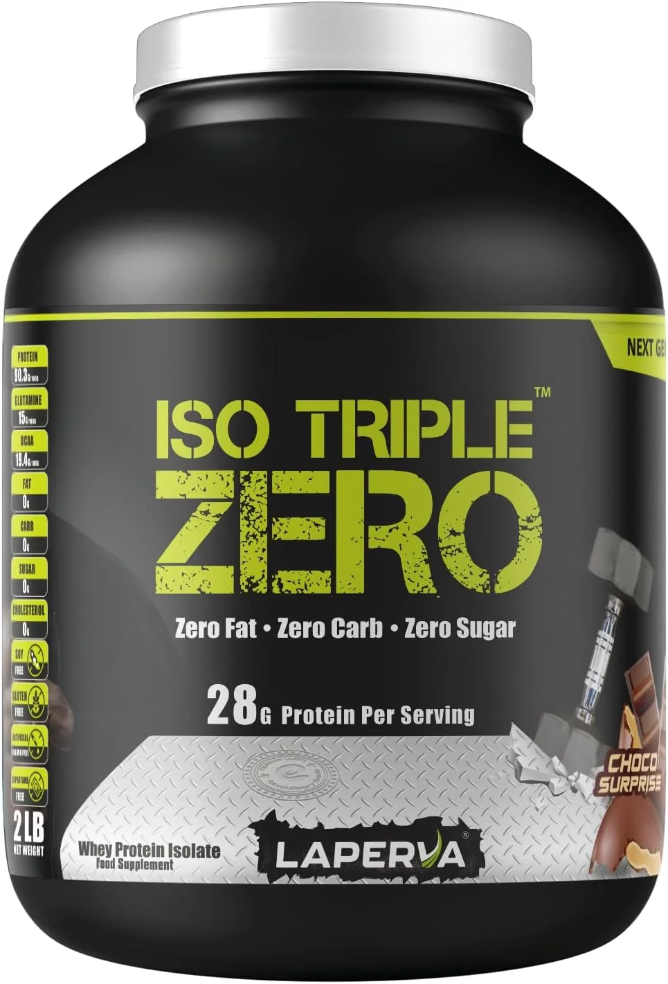 پودر پروتئین وی ایزوله Laperva - ISO TRIPLE ZERO - 28 گرم پروتئین در هر پیمانه 30 گرمی - بدون چربی، کربوهیدرات و شکر - مکمل های پروتئینی و افزایش دهنده عضلات (شکلات سورپرایز، 2 پوند)