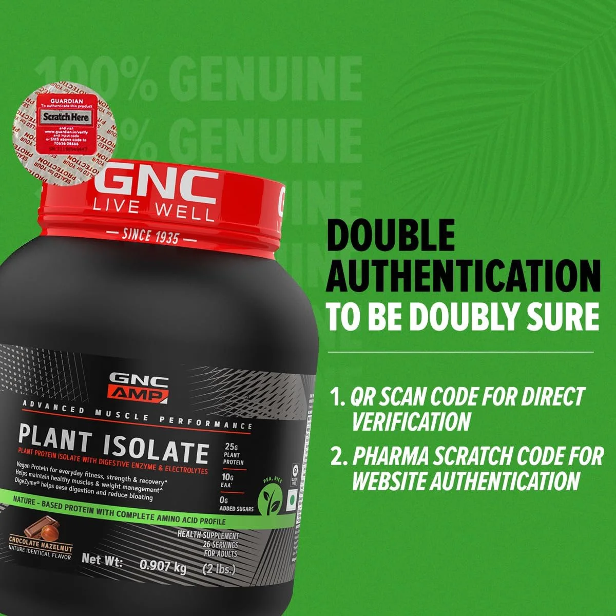 پروتئین ایزوله گیاهی GNC AMP | 2 پوند | 26 سروینگ | پروتئین وگان | بدون لاکتوز و سویا | DigeZyme® برای هضم آسان | سبک زندگی فعال | عضلات سالم | 25 گرم پروتئین گیاهی | 10 گرم EAA | شکلاتی پروتئین ایزوله گیاهی GNC AMP | 2 پوند | 26 سروینگ | پروتئین وگان | بدون لاکتوز و سویا | DigeZyme® برای هضم آسان | سبک زندگی فعال | عضلات سالم | 25 گرم پروتئین گیاهی | 10 گرم EAA | شکلاتی