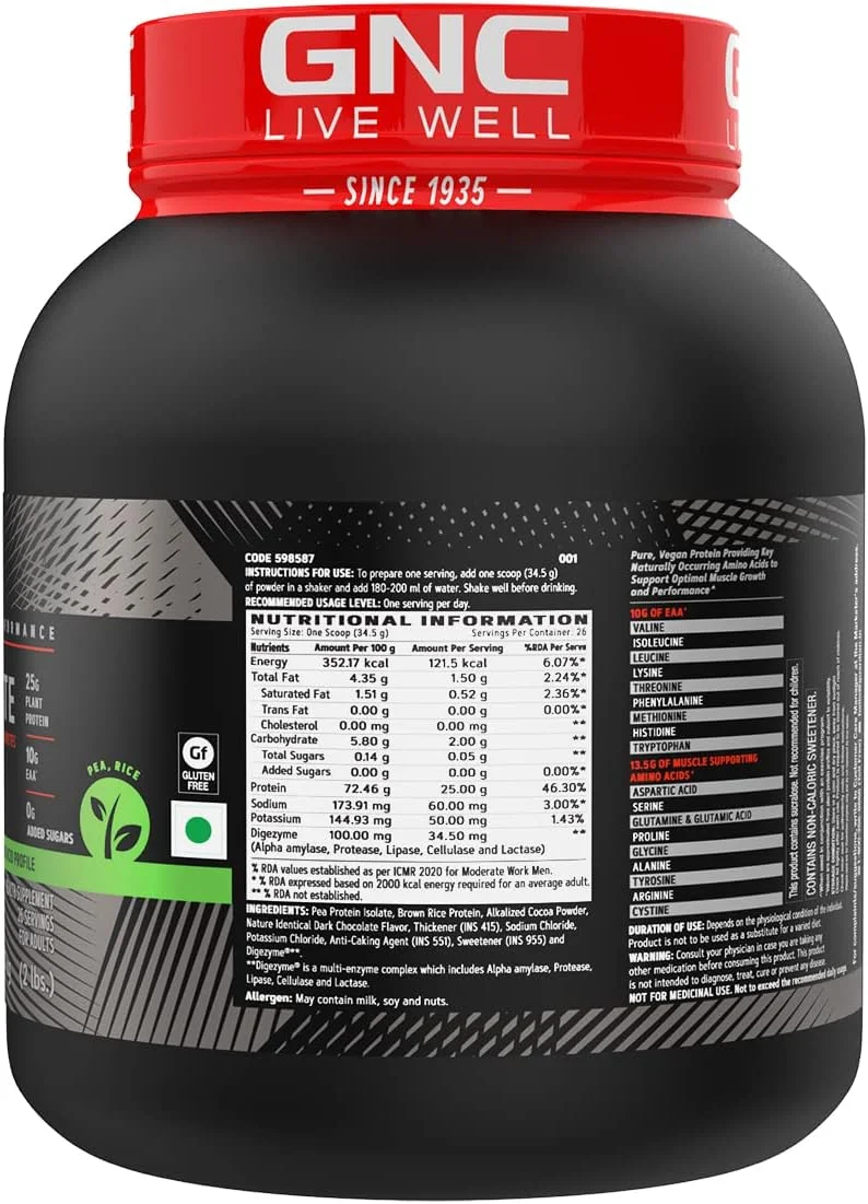 پروتئین ایزوله گیاهی GNC AMP | 2 پوند | 26 سروینگ | پروتئین وگان | بدون لاکتوز و سویا | DigeZyme® برای هضم آسان | سبک زندگی فعال | عضلات سالم | 25 گرم پروتئین گیاهی | 10 گرم EAA | شکلاتی پروتئین ایزوله گیاهی GNC AMP | 2 پوند | 26 سروینگ | پروتئین وگان | بدون لاکتوز و سویا | DigeZyme® برای هضم آسان | سبک زندگی فعال | عضلات سالم | 25 گرم پروتئین گیاهی | 10 گرم EAA | شکلاتی