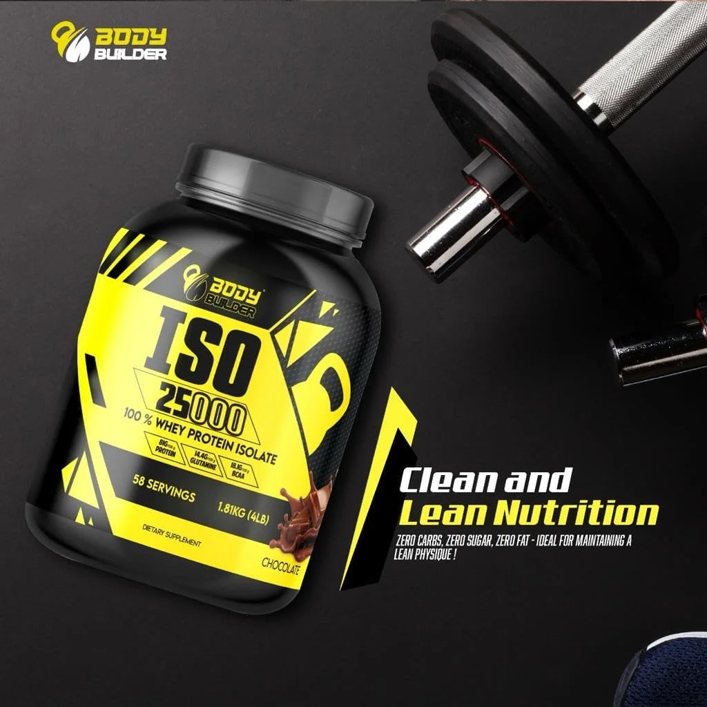 پودر پروتئین وی ایزوله Body Builder ISO 25000 (4 پوند) - 88% پروتئین - بدون شکر، کربوهیدرات و چربی - حاوی 18% BCAA و 14% گلوتامین - (توت فرنگی، 4 پوند) پودر پروتئین وی ایزوله Body Builder ISO 25000 (4 پوند) - 88% پروتئین - بدون شکر، کربوهیدرات و چربی - حاوی 18% BCAA و 14% گلوتامین - (توت فرنگی، 4 پوند)