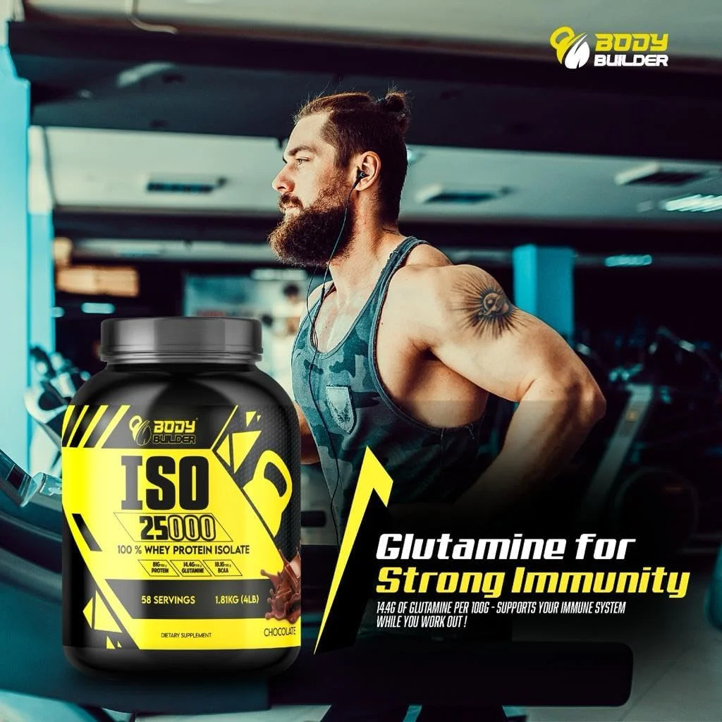 پودر پروتئین وی ایزوله Body Builder ISO 25000 (4 پوند) - 88% پروتئین - بدون شکر، کربوهیدرات و چربی - حاوی 18% BCAA و 14% گلوتامین - (توت فرنگی، 4 پوند) پودر پروتئین وی ایزوله Body Builder ISO 25000 (4 پوند) - 88% پروتئین - بدون شکر، کربوهیدرات و چربی - حاوی 18% BCAA و 14% گلوتامین - (توت فرنگی، 4 پوند)