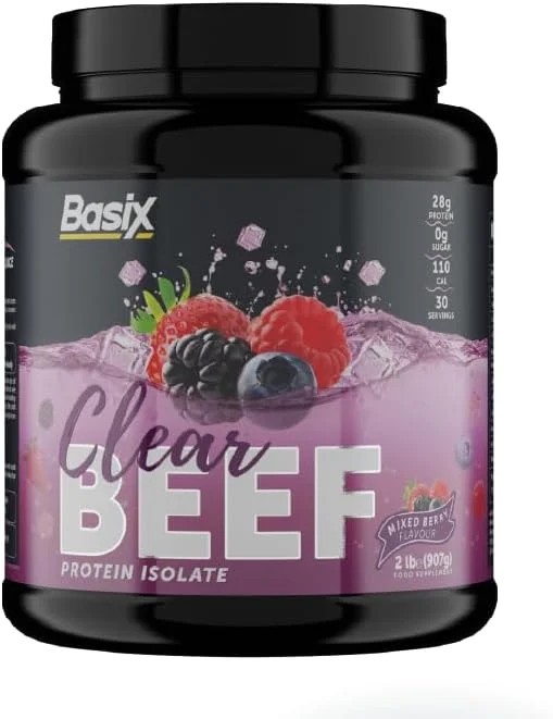 پروتئین ایزوله گوشت گاو شفاف با طعم میکس بری Basix، وزن 2 پوند