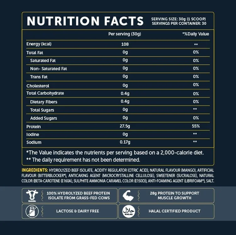 پروتئین ایزوله گوشت گاو شفاف بیسیکس طعم انبه 2 پوندی