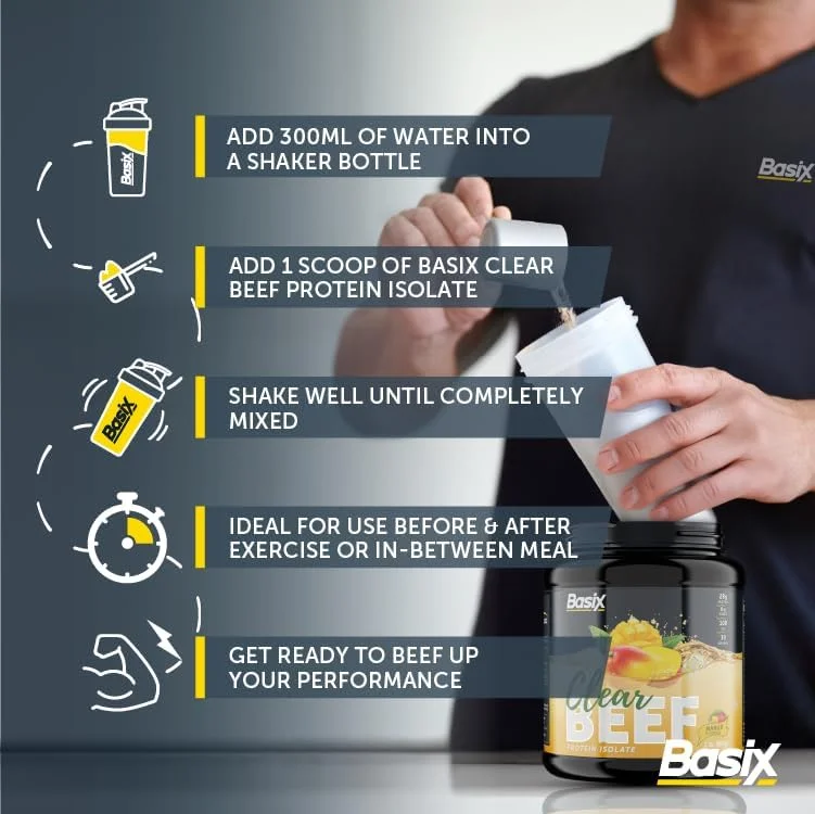 پروتئین ایزوله گوشت گاو شفاف بیسیکس طعم انبه 2 پوندی