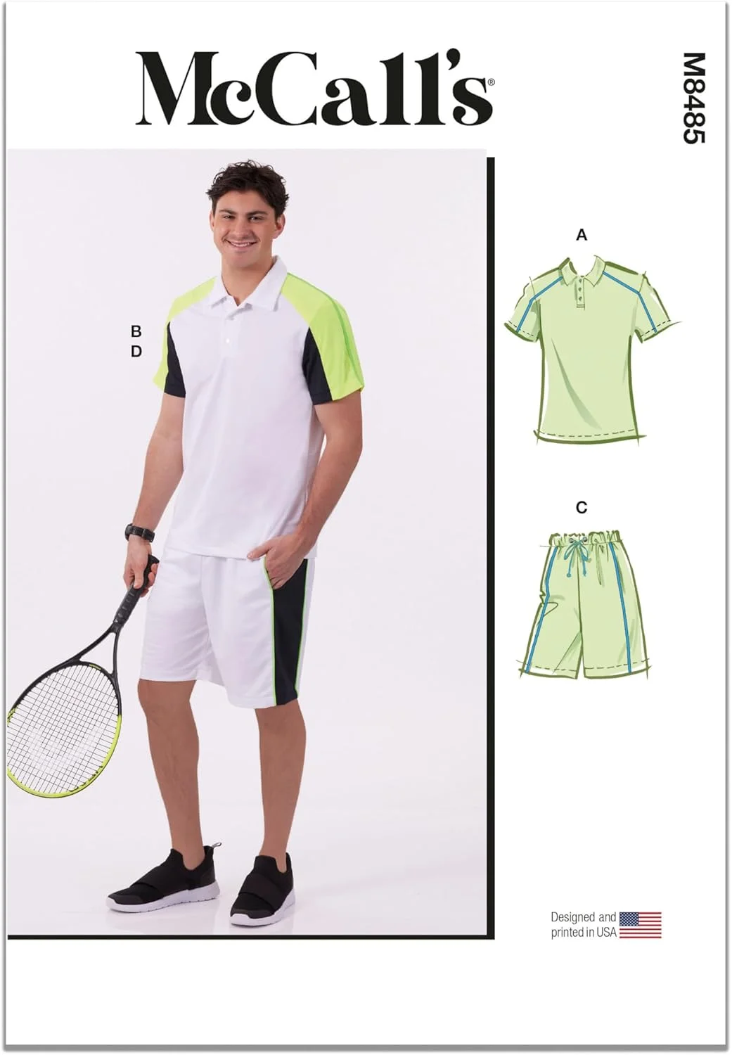 الگوی خیاطی مردانه مک کال مدل M8485AA، تاپ و شورت بافتنی، سایز AA (34-36-38-40-42)