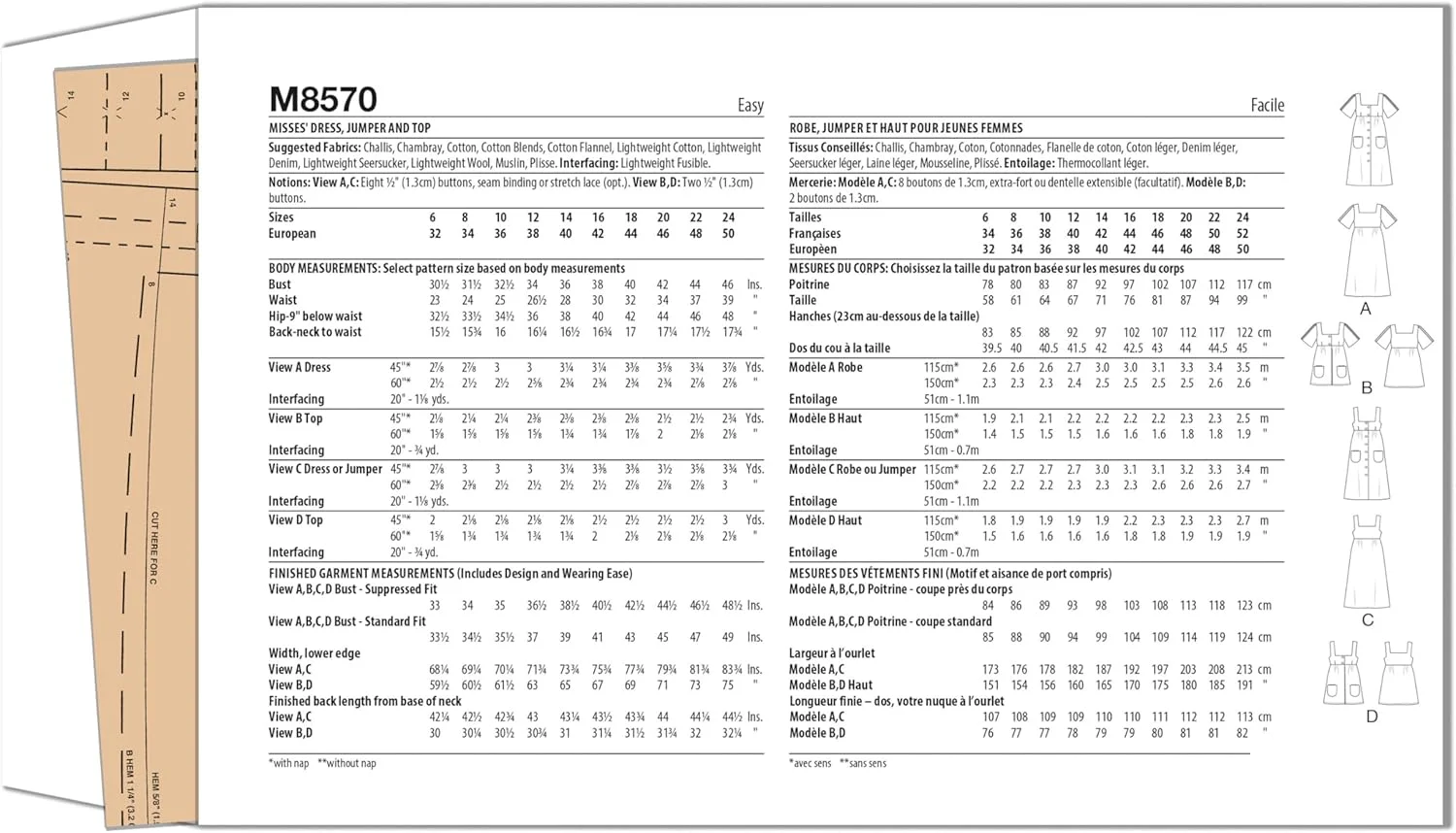 الگوی خیاطی مک کالز M8570U5 لباس زنانه، سارافون و تاپ اثر لورا اشلی U5 (16-18-20-22-24) الگوی خیاطی مک کالز M8570U5 لباس زنانه، سارافون و تاپ اثر لورا اشلی U5 (16-18-20-22-24)