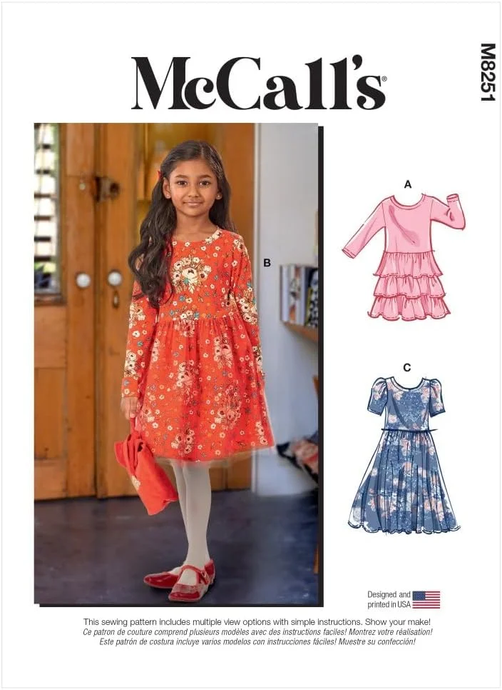 الگوی خیاطی مک کال M8251CHJ لباس دخترانه/بچگانه