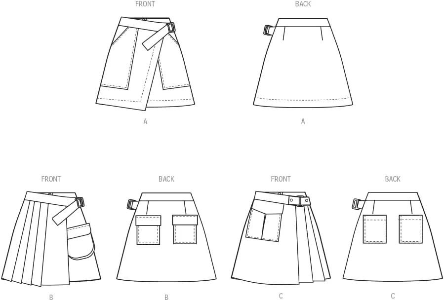الگوی خیاطی مک کال M8479U5 دامن های جلوبسته زنانه U5 (16-18-20-22-24)