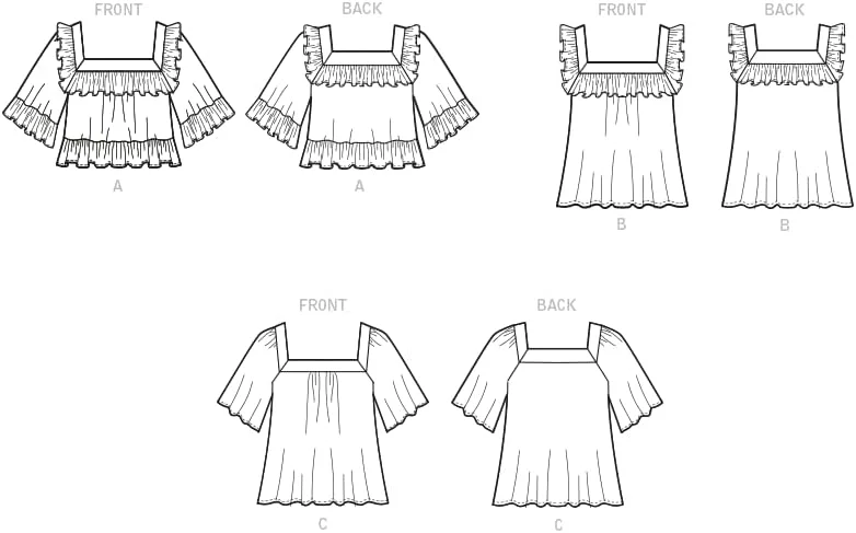 الگوی خیاطی McCall's M8202Y Y (XS-S-M) تاپ زنانه، چند رنگ