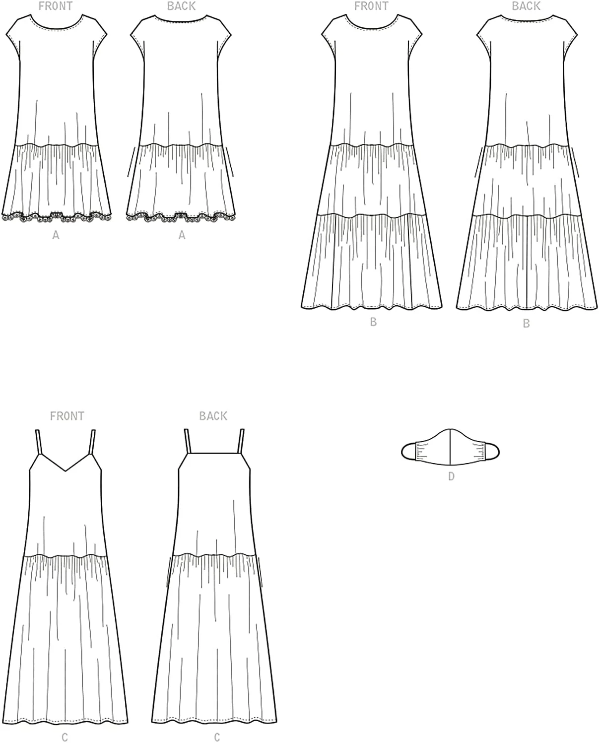 الگوی خیاطی مک کال M8214Y Y (XS-S-M) لباس زنانه و ماسک، چند رنگ