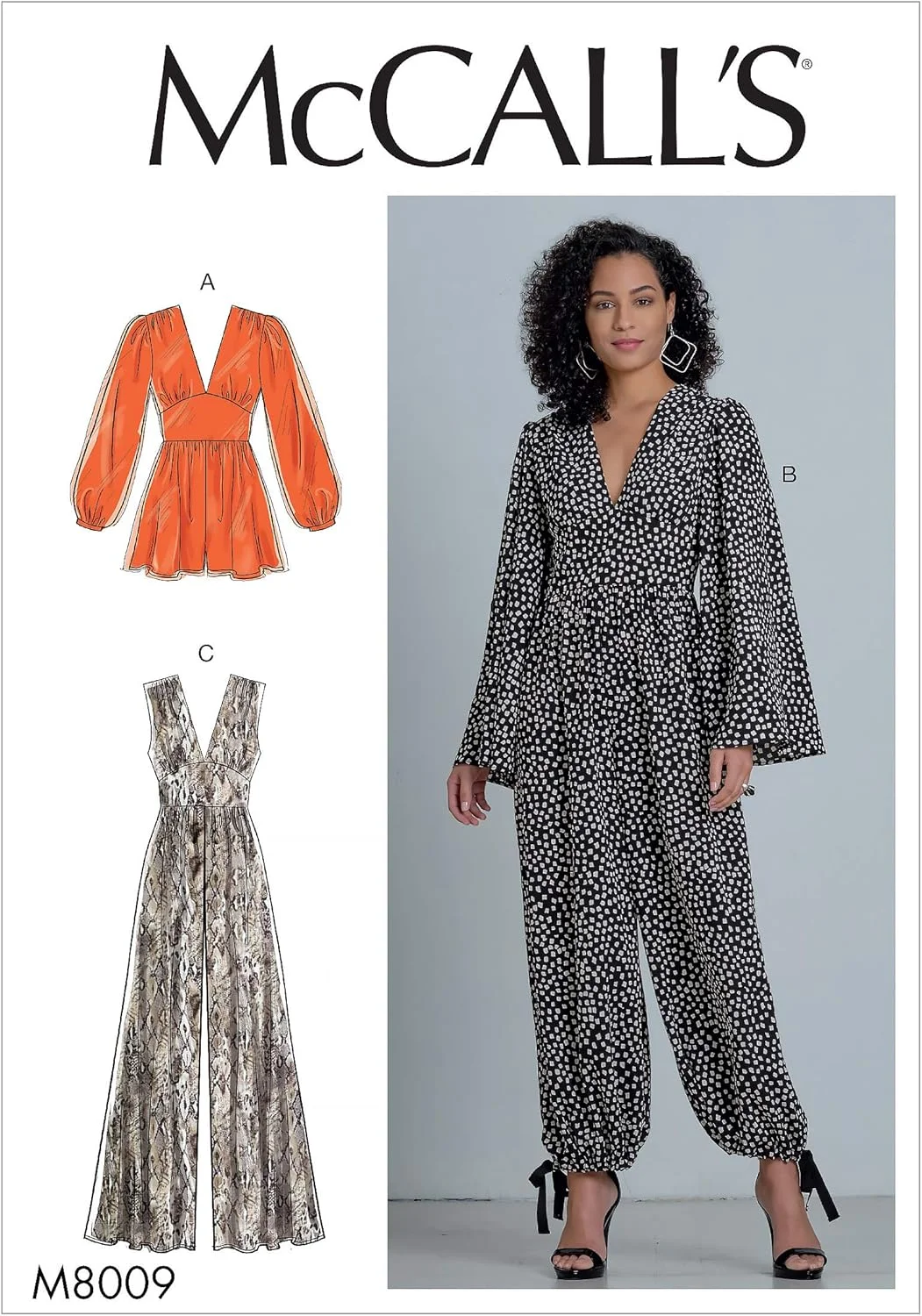 الگوی خیاطی مک کالز - M8009A5 - رامپر و جامپسوت زنانه، کاغذی، سفید، متنوع