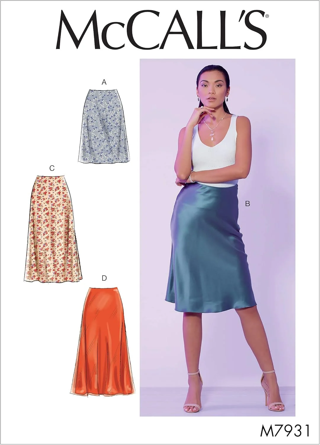 الگوهای مک کال دامن زنانه تنگ از باسن تا زانو و ساق پا، سایزهای 6-14، الگوی خیاطی، سفید