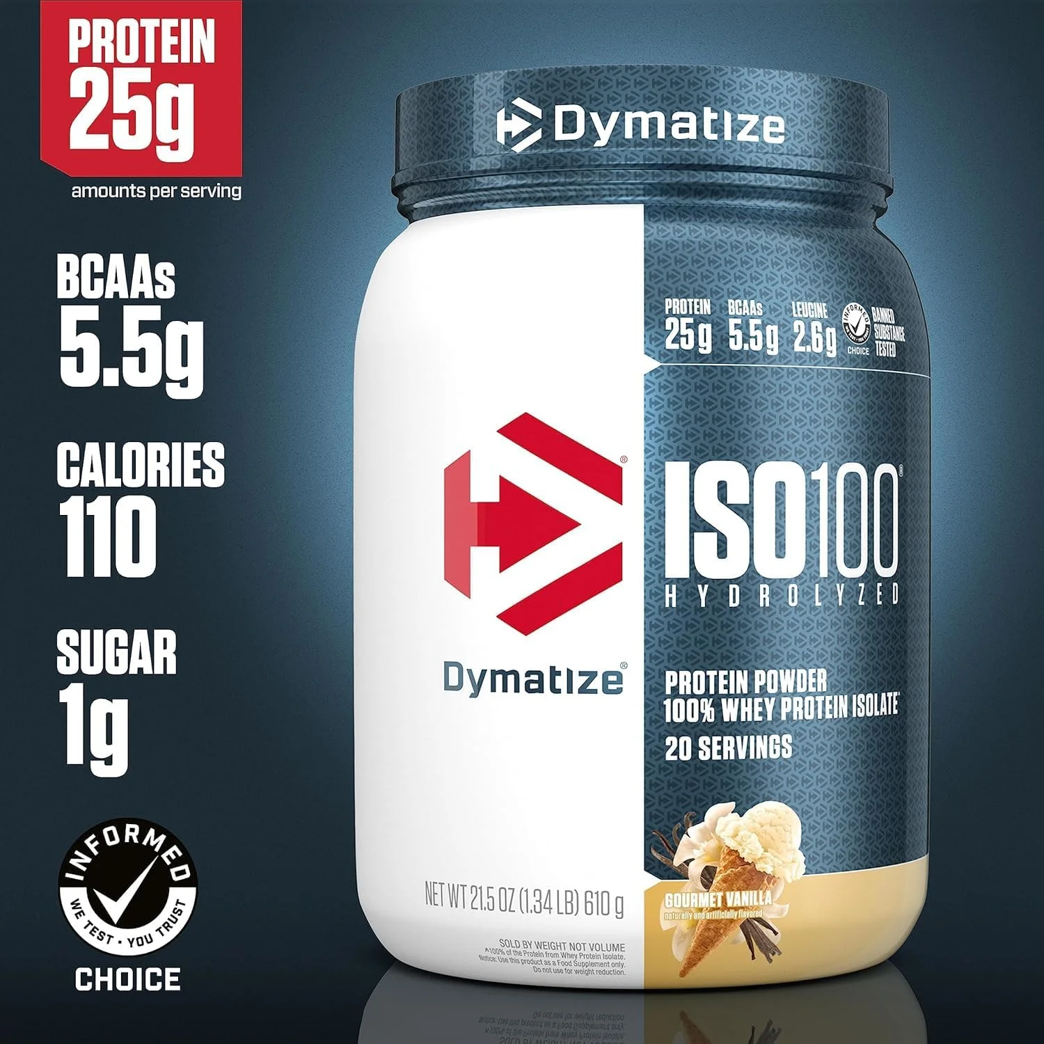 دایماتیز ایزو 100 با طعم وانیل گورمت 20 سروینگ 610 گرم دایماتیز ایزو 100 با طعم وانیل گورمت 20 سروینگ 610 گرم
